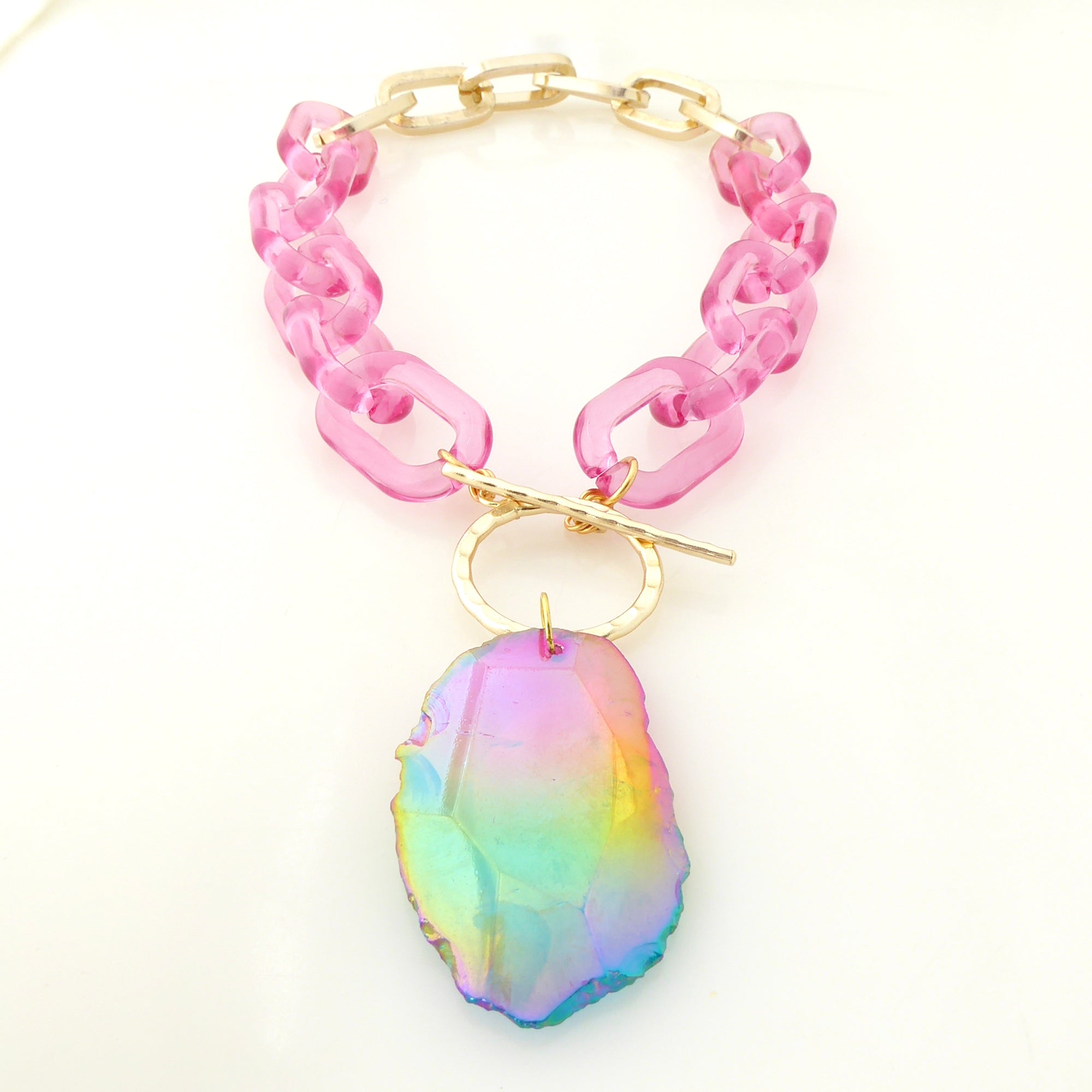 Rainbow agate pendant necklace