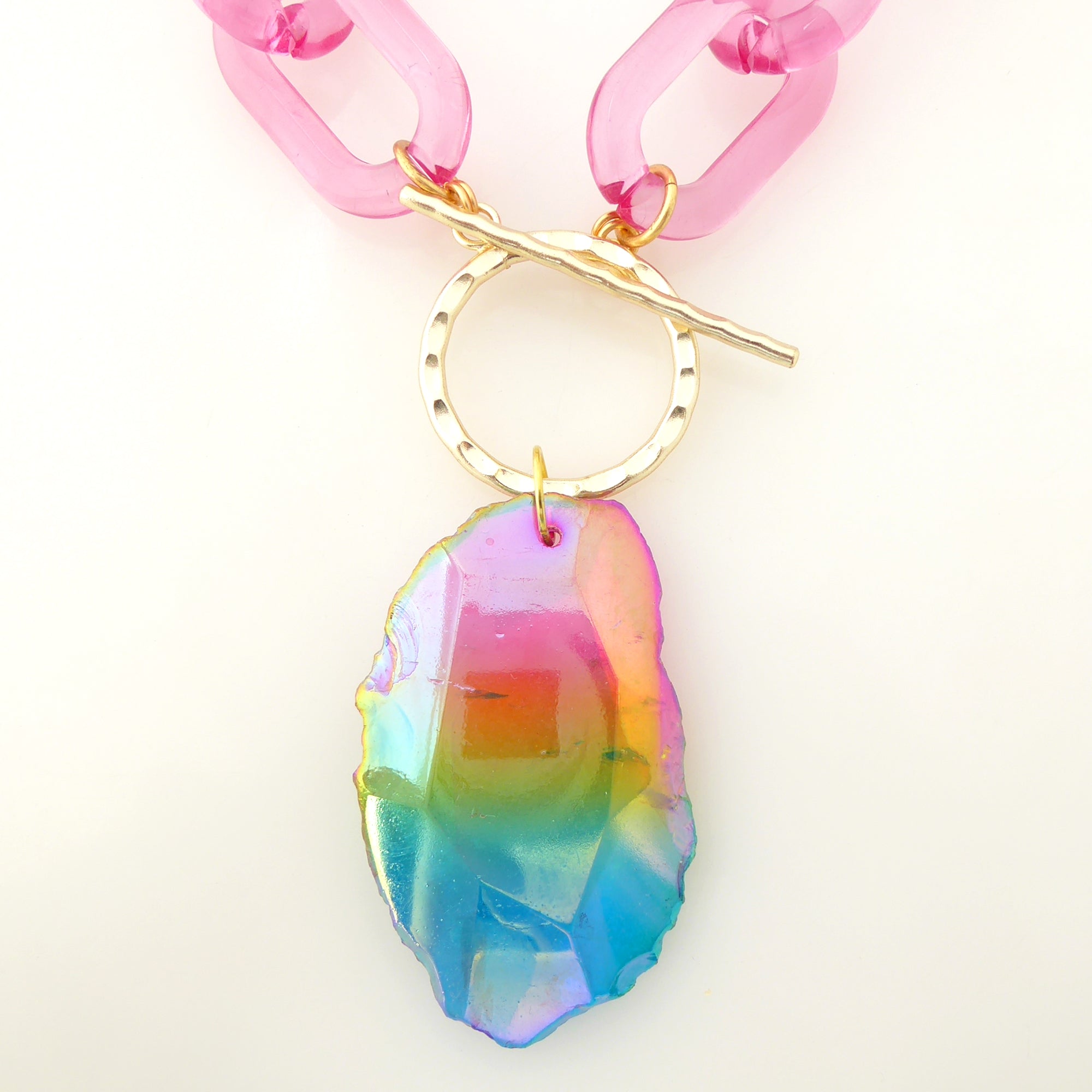 Rainbow agate pendant necklace