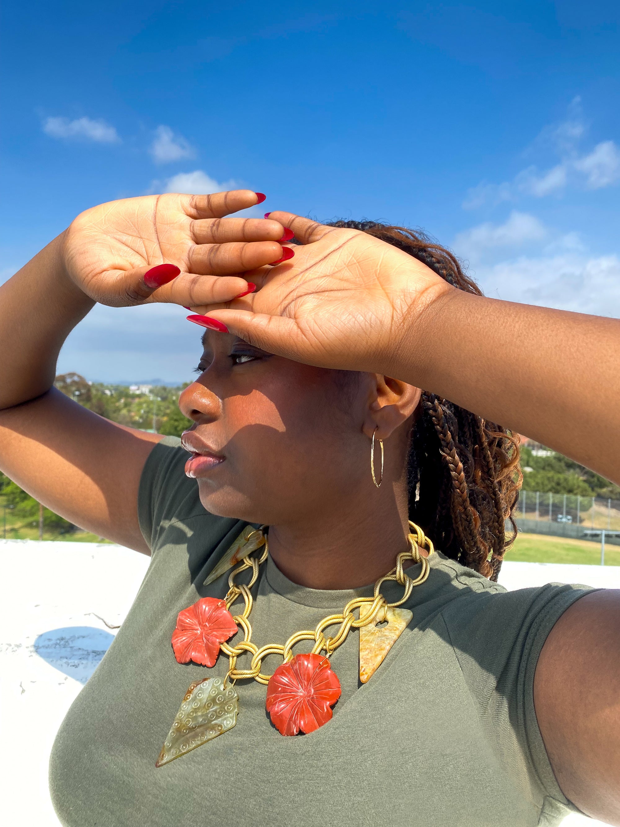 Red jasper floral necklace by Jenny Dayco 12