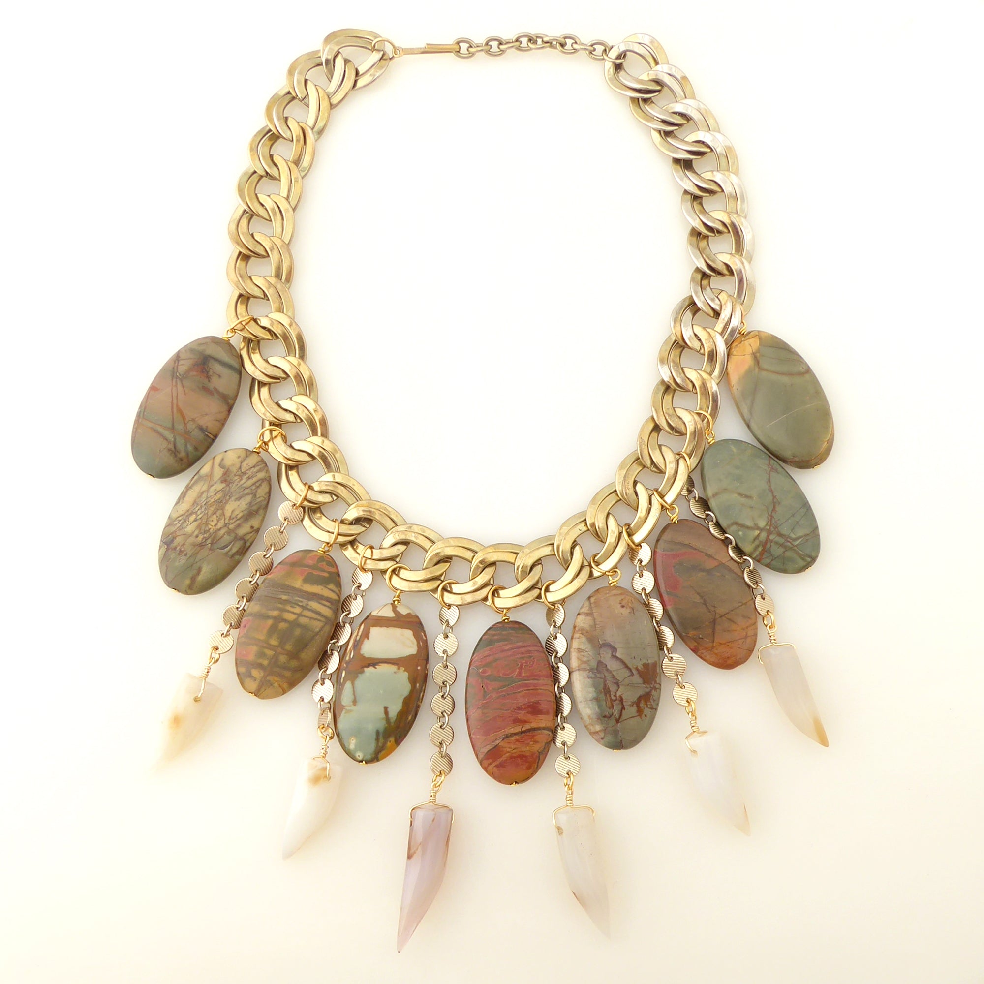 Red creek jasper and agate tusk necklace by Jenny Dayco 5