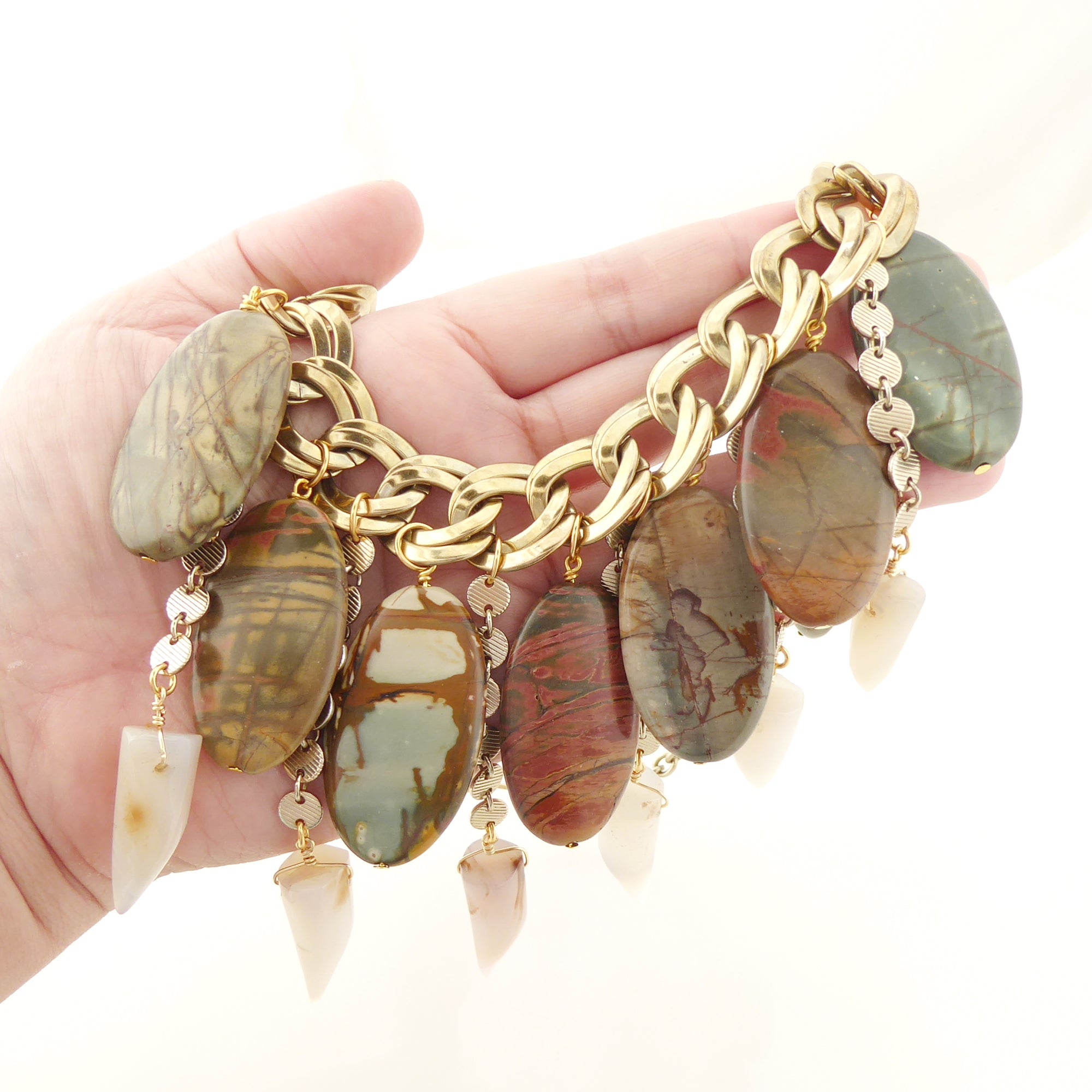 Red creek jasper and agate tusk necklace by Jenny Dayco 6