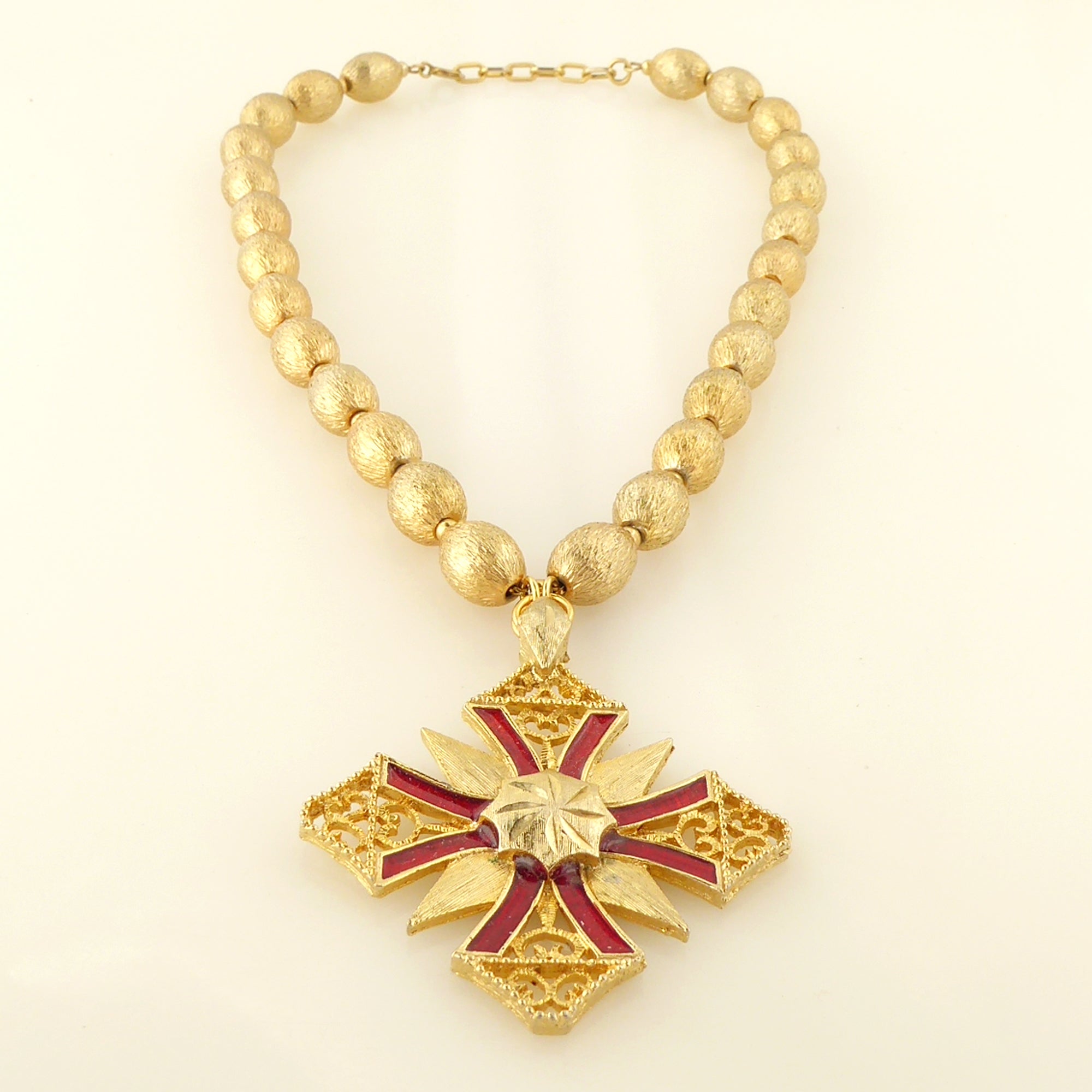 Red medieval cross necklace by Jenny Dayco 2