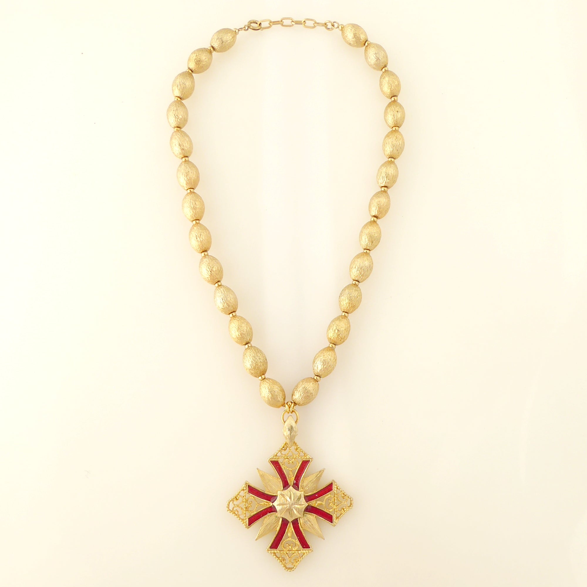 Red medieval cross necklace by Jenny Dayco 4