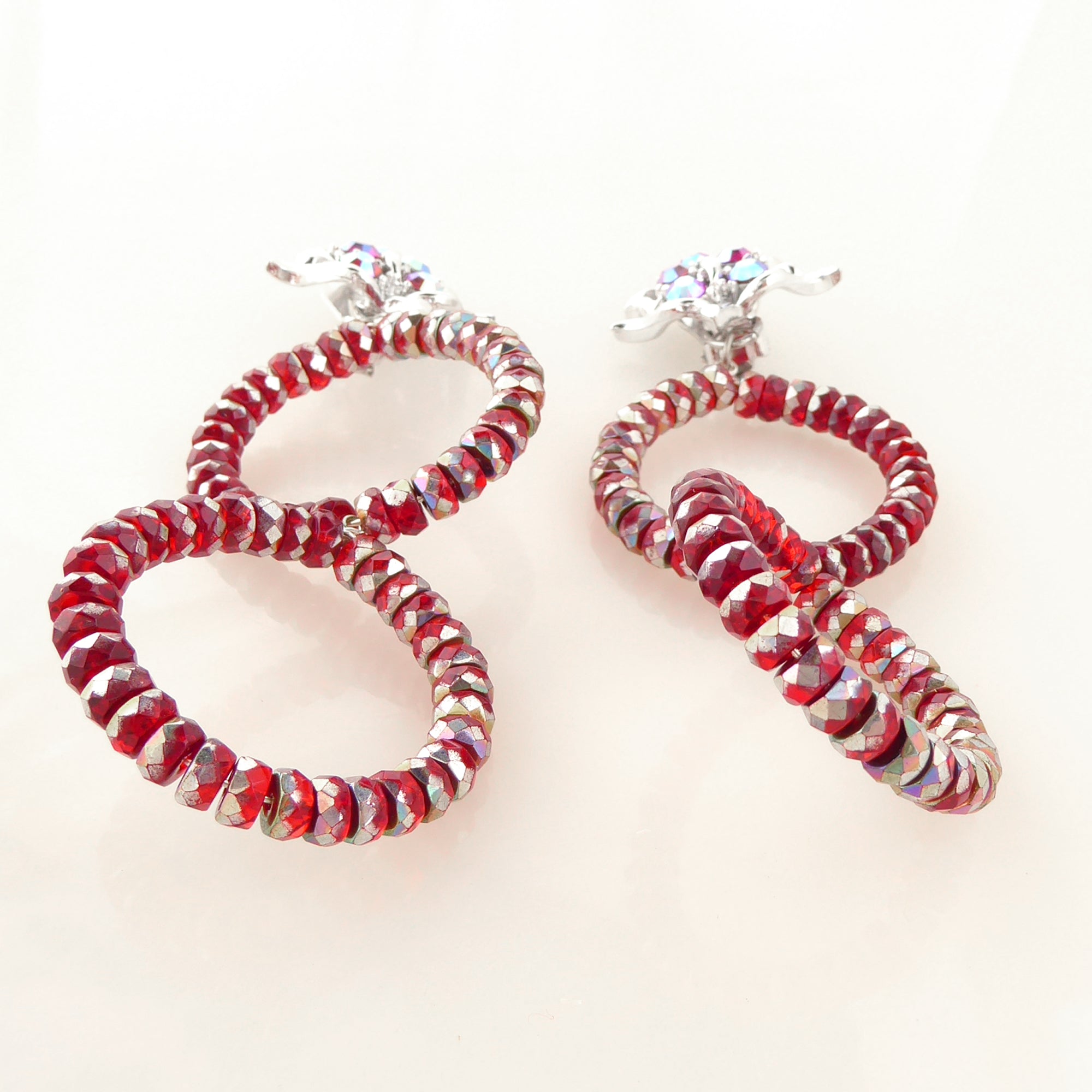 Red metallic glass earrings by Jenny Dayco 3