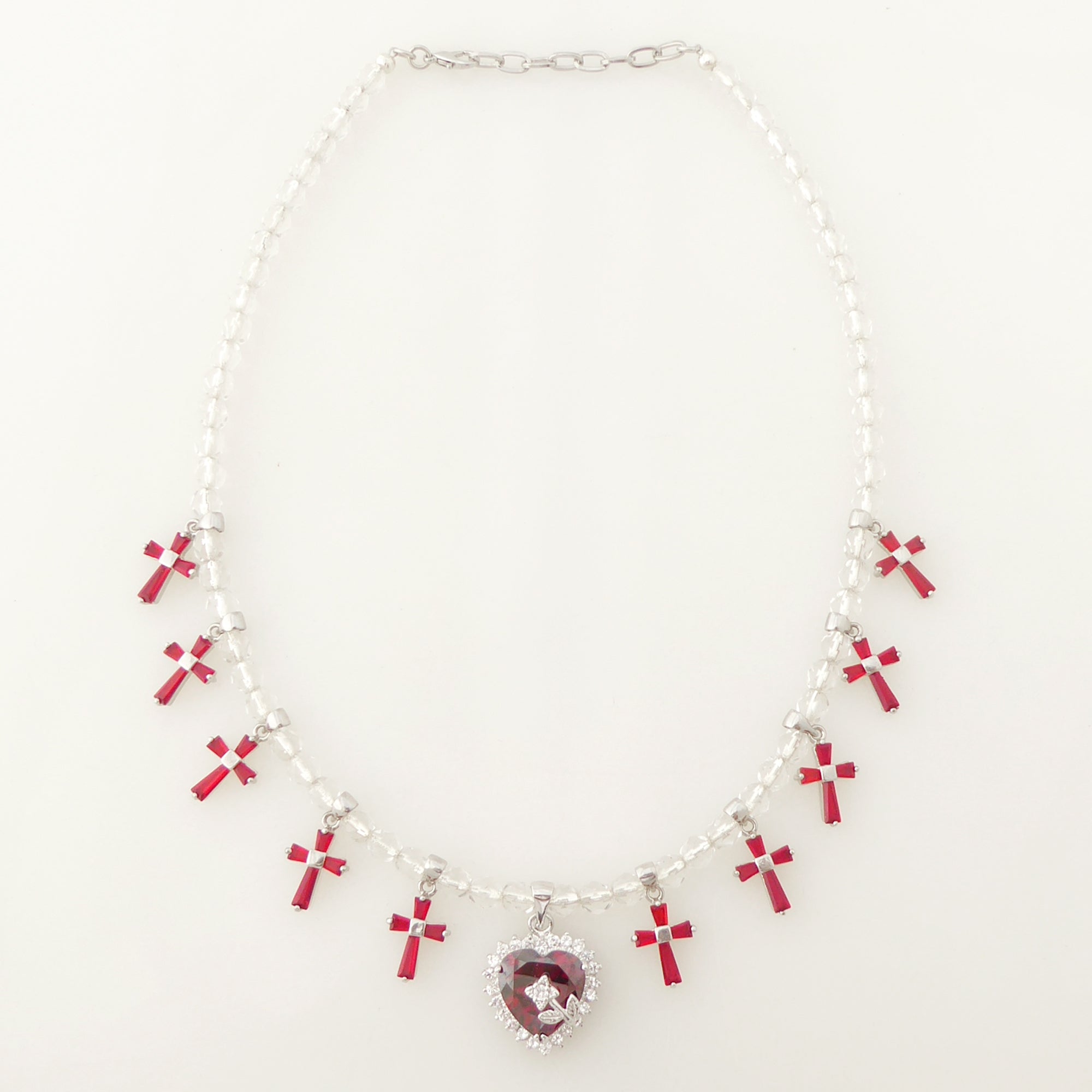 Red rhinestone cross necklace by Jenny Dayco 5