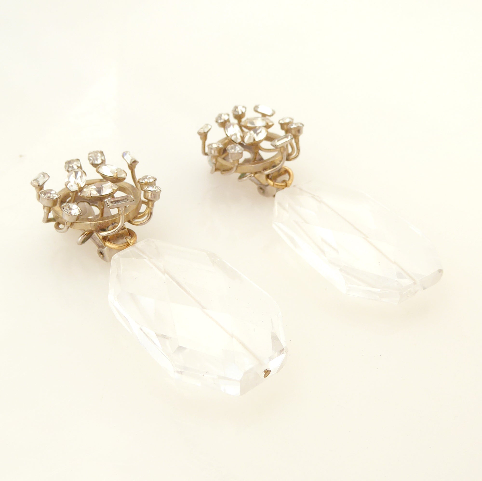 Rhinestone spray and faceted quartz earrings by Jenny Dayco 2