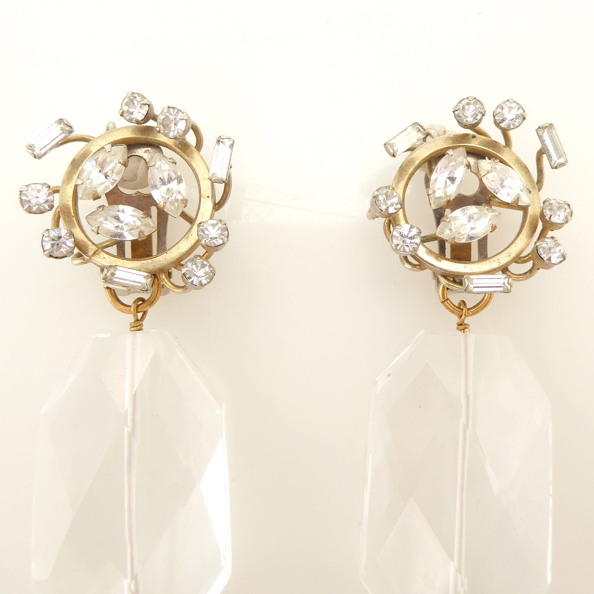 Rhinestone spray and faceted quartz earrings by Jenny Dayco 4