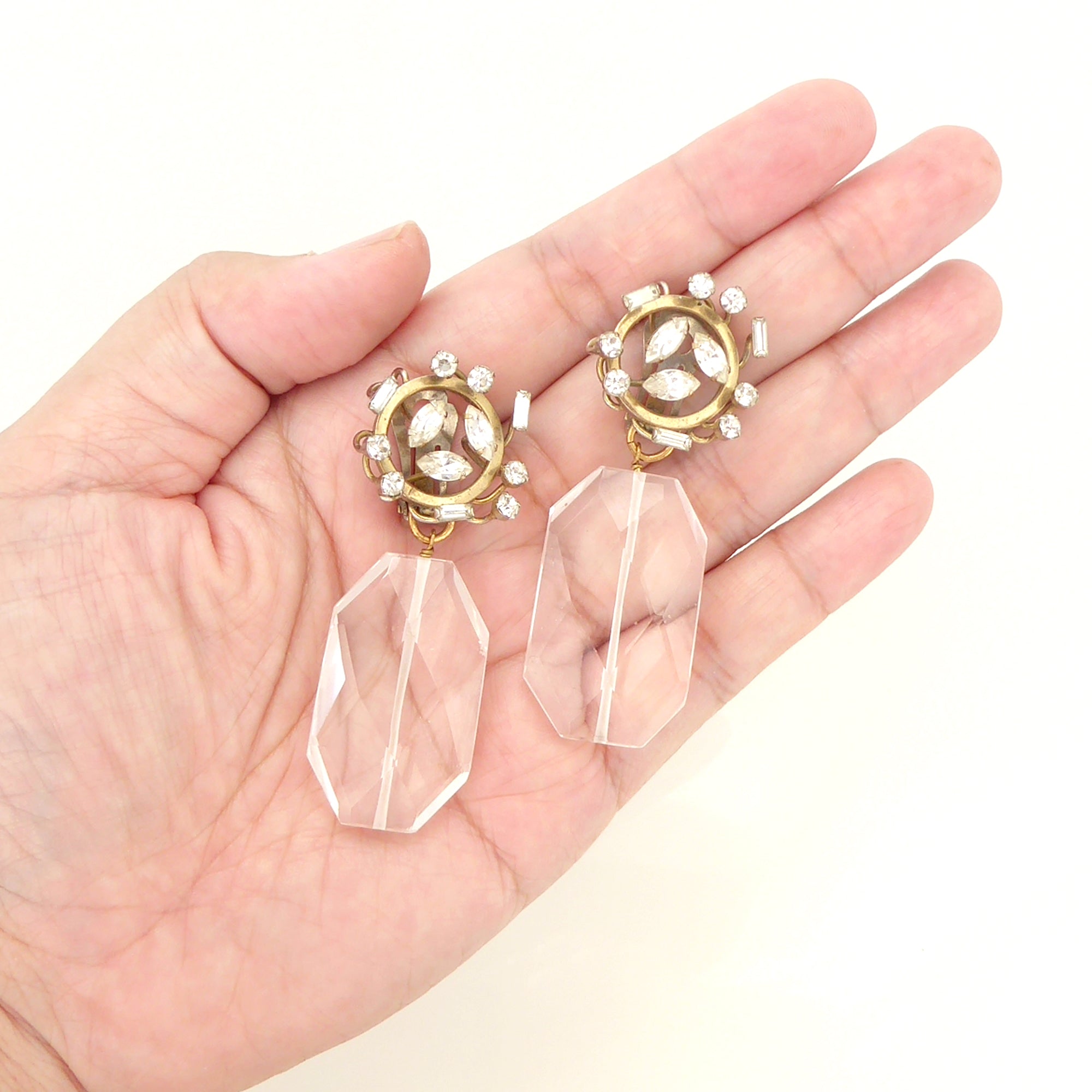 Rhinestone spray and faceted quartz earrings by Jenny Dayco 6