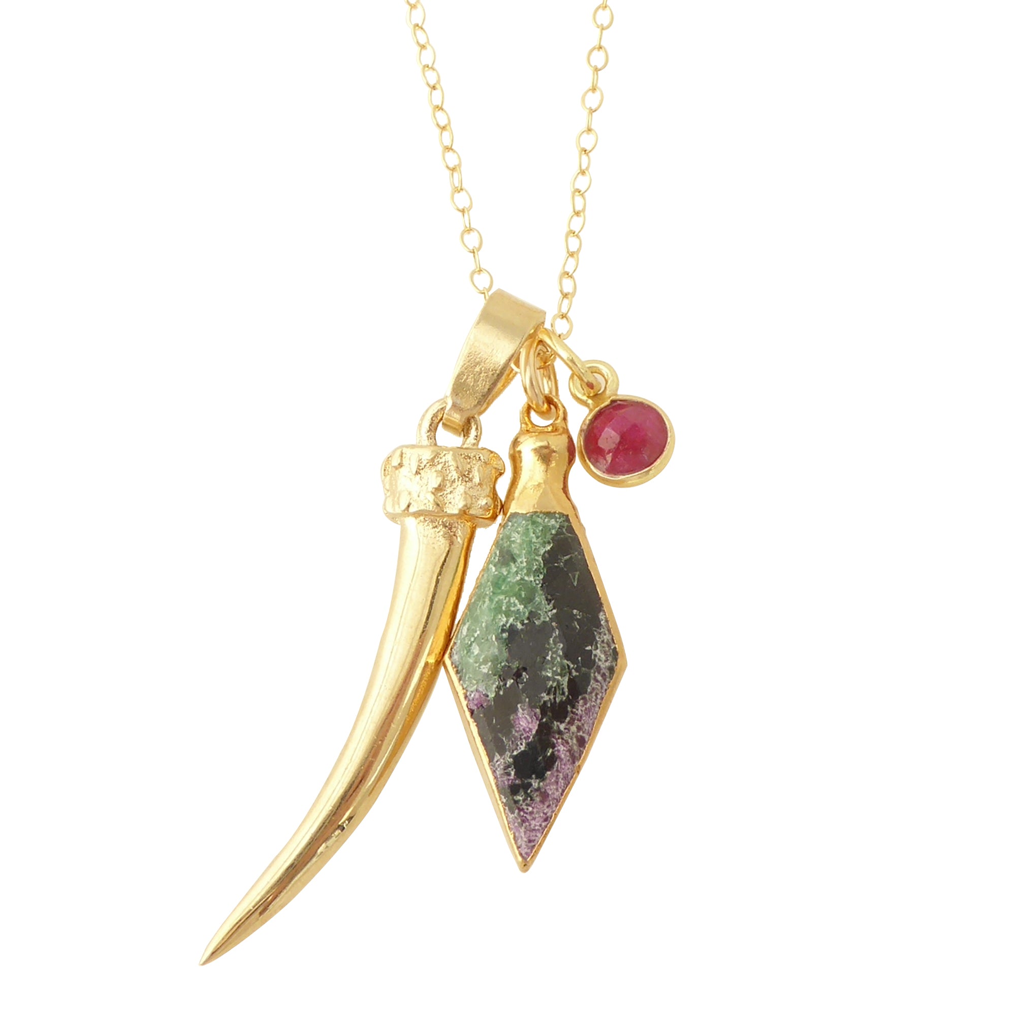 Ruby in zoisite charm necklace by Jenny Dayco 1