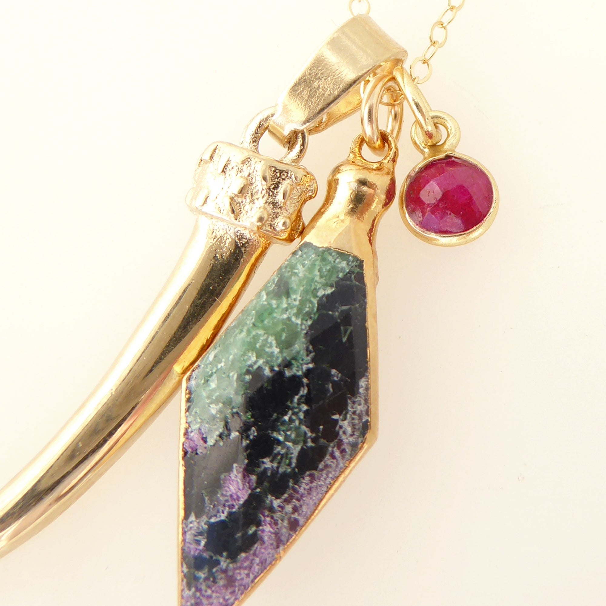 Ruby in zoisite charm necklace by Jenny Dayco 5