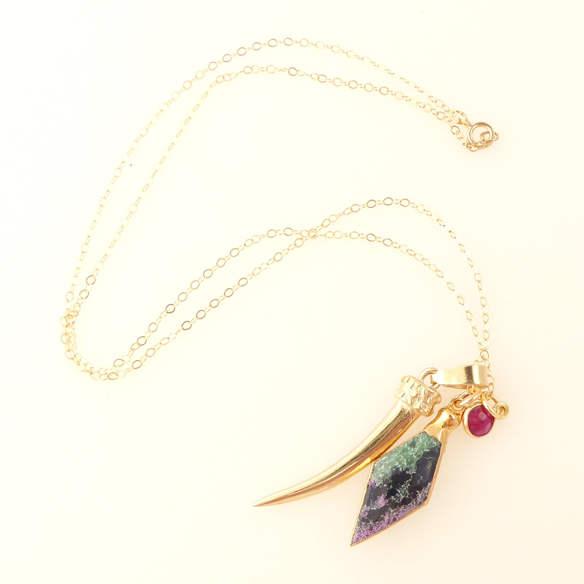 Ruby in zoisite charm necklace by Jenny Dayco 6