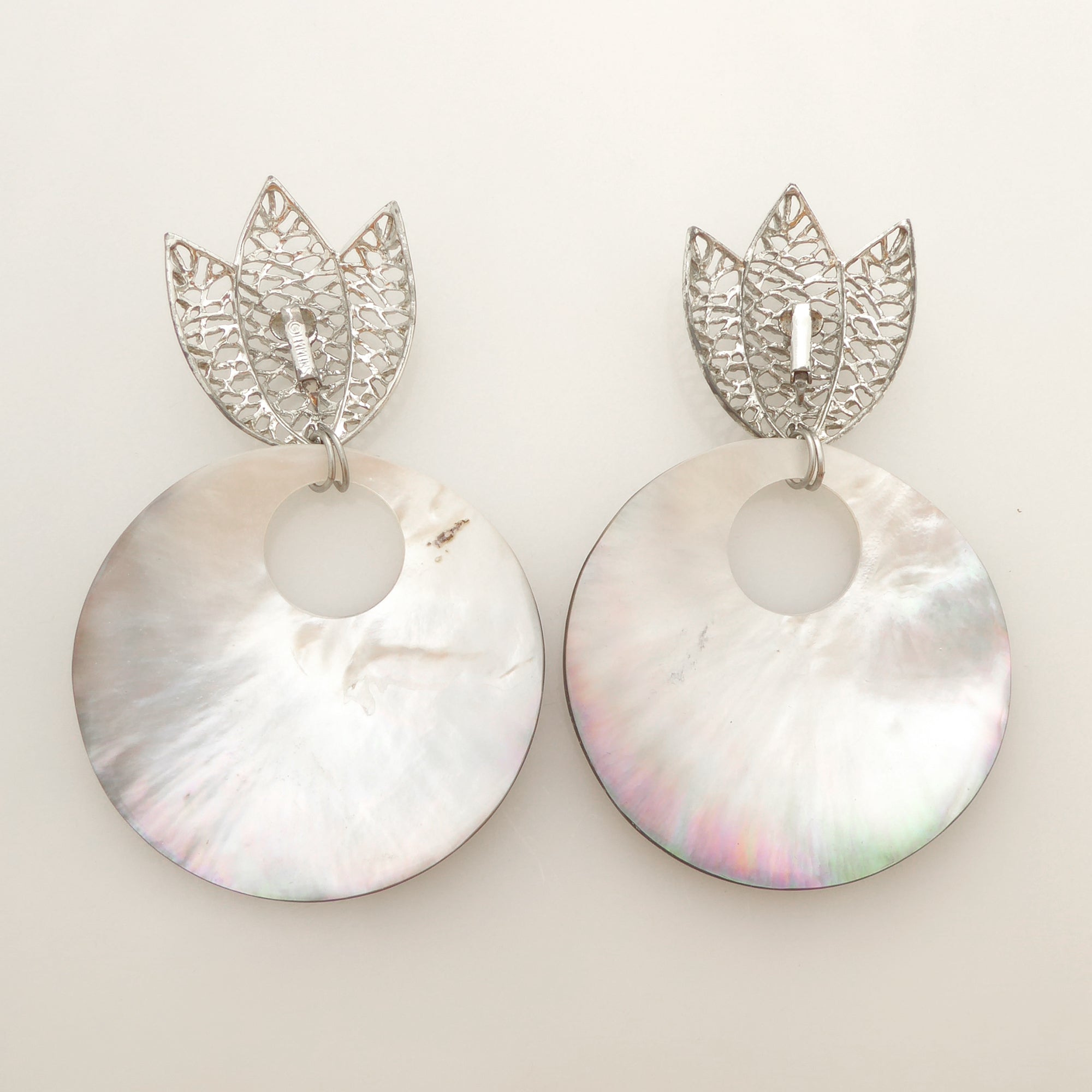 Silver flower and shell earrings by Jenny Dayco 4