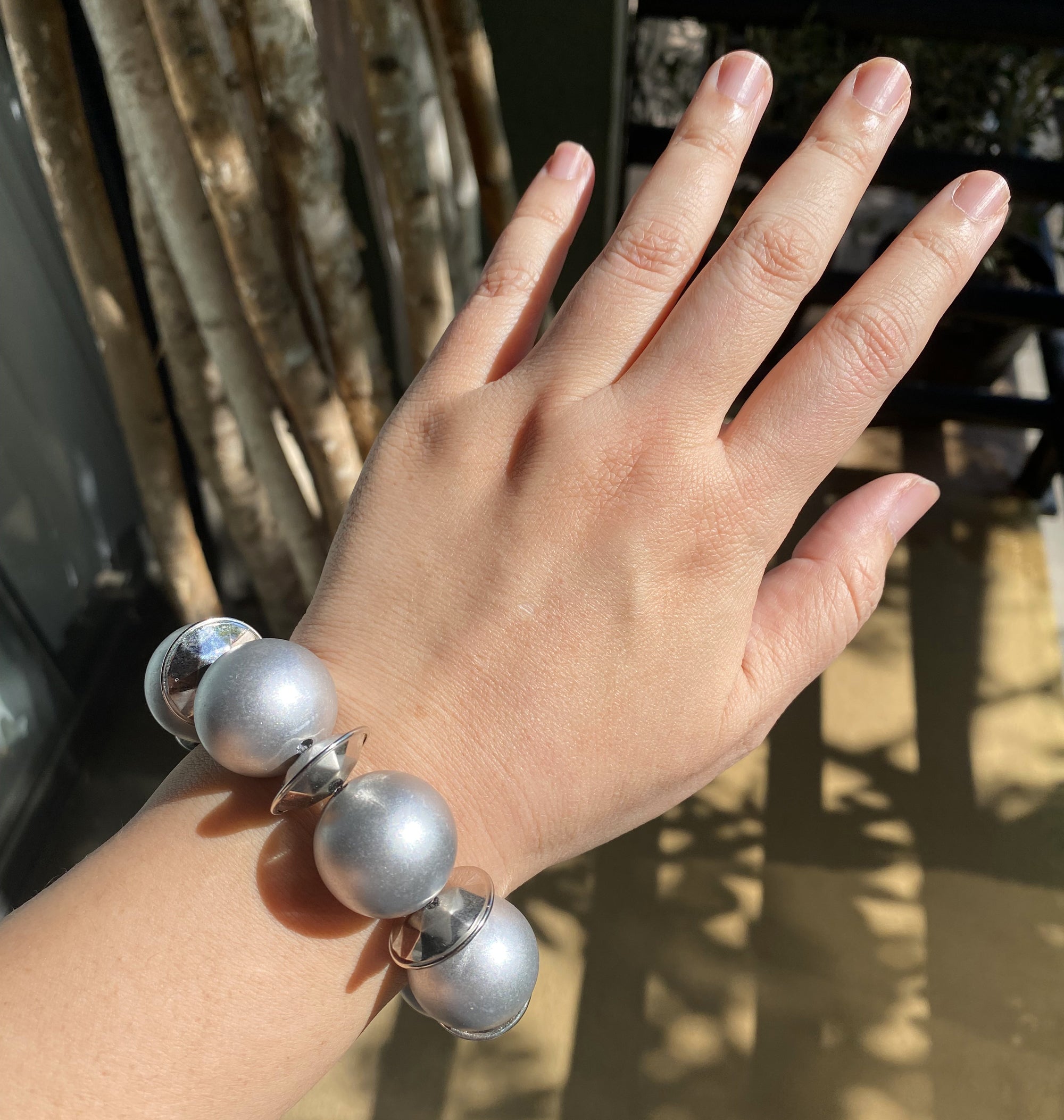 Silver kimoyo bead bracelet by Jenny Dayco 5