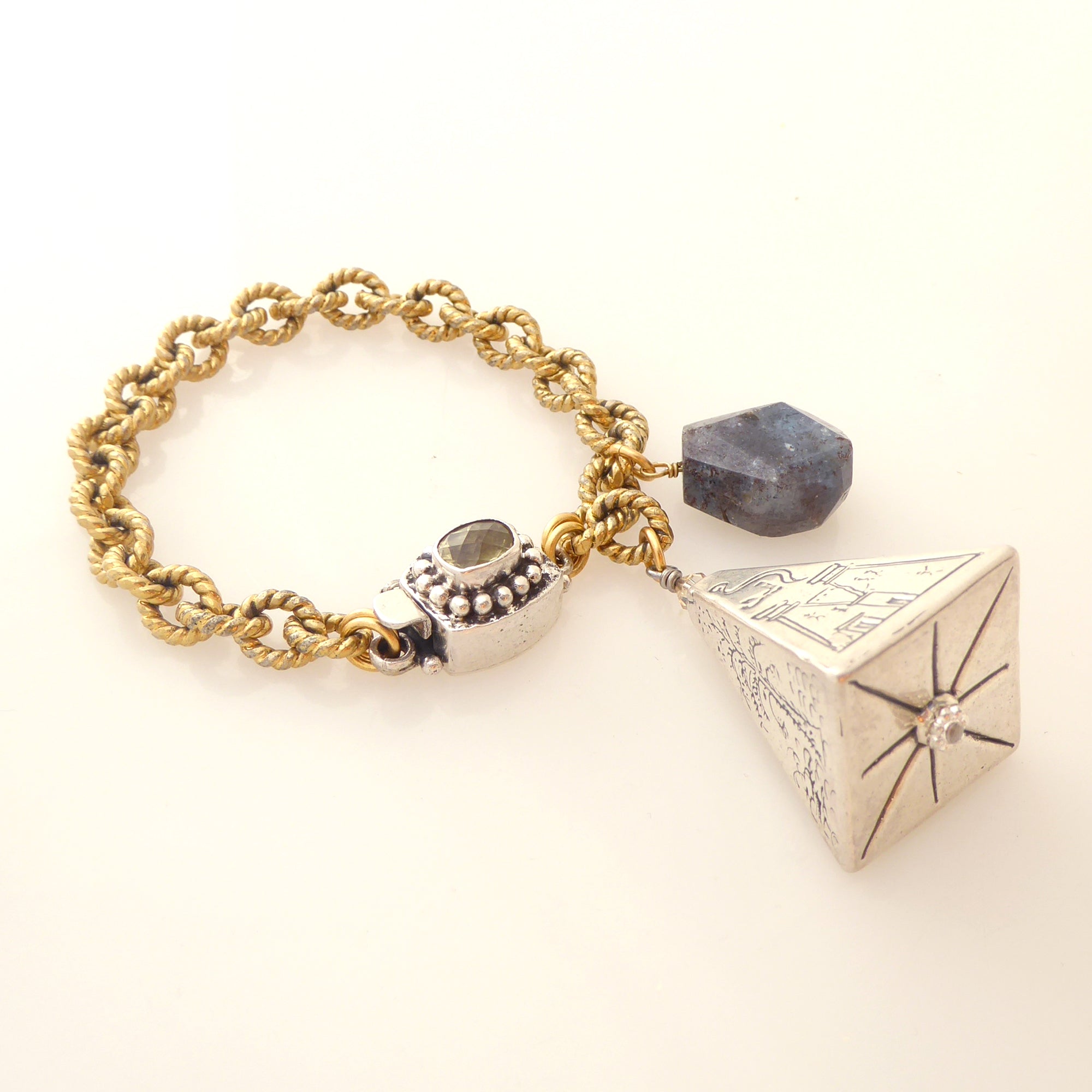Silver pyramid bracelet by Jenny Dayco 2