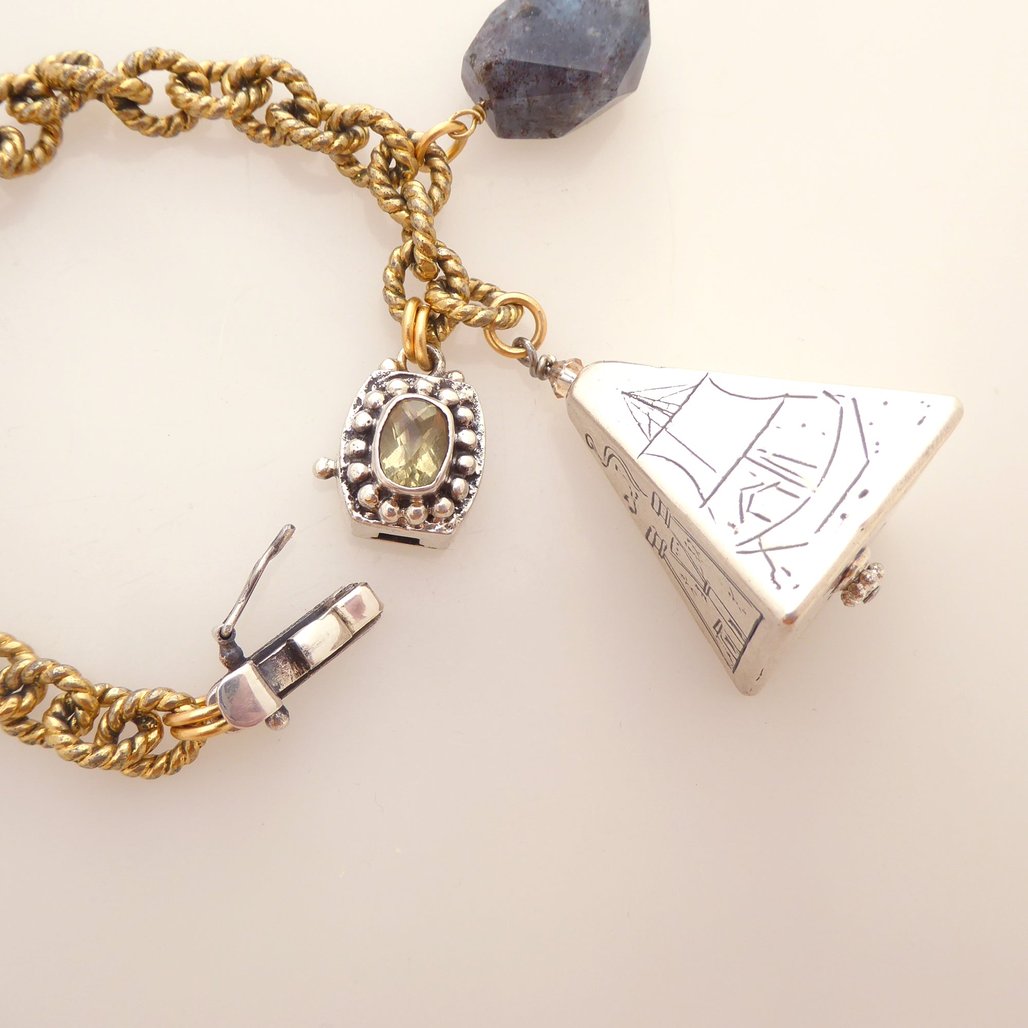 Silver pyramid bracelet by Jenny Dayco 7