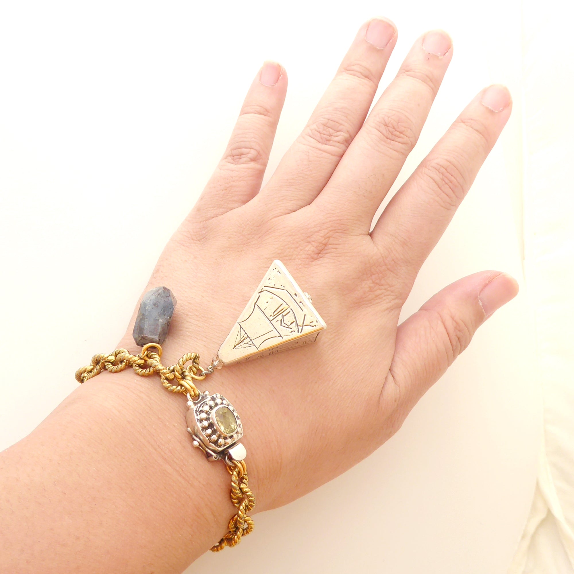 Silver pyramid bracelet by Jenny Dayco 8