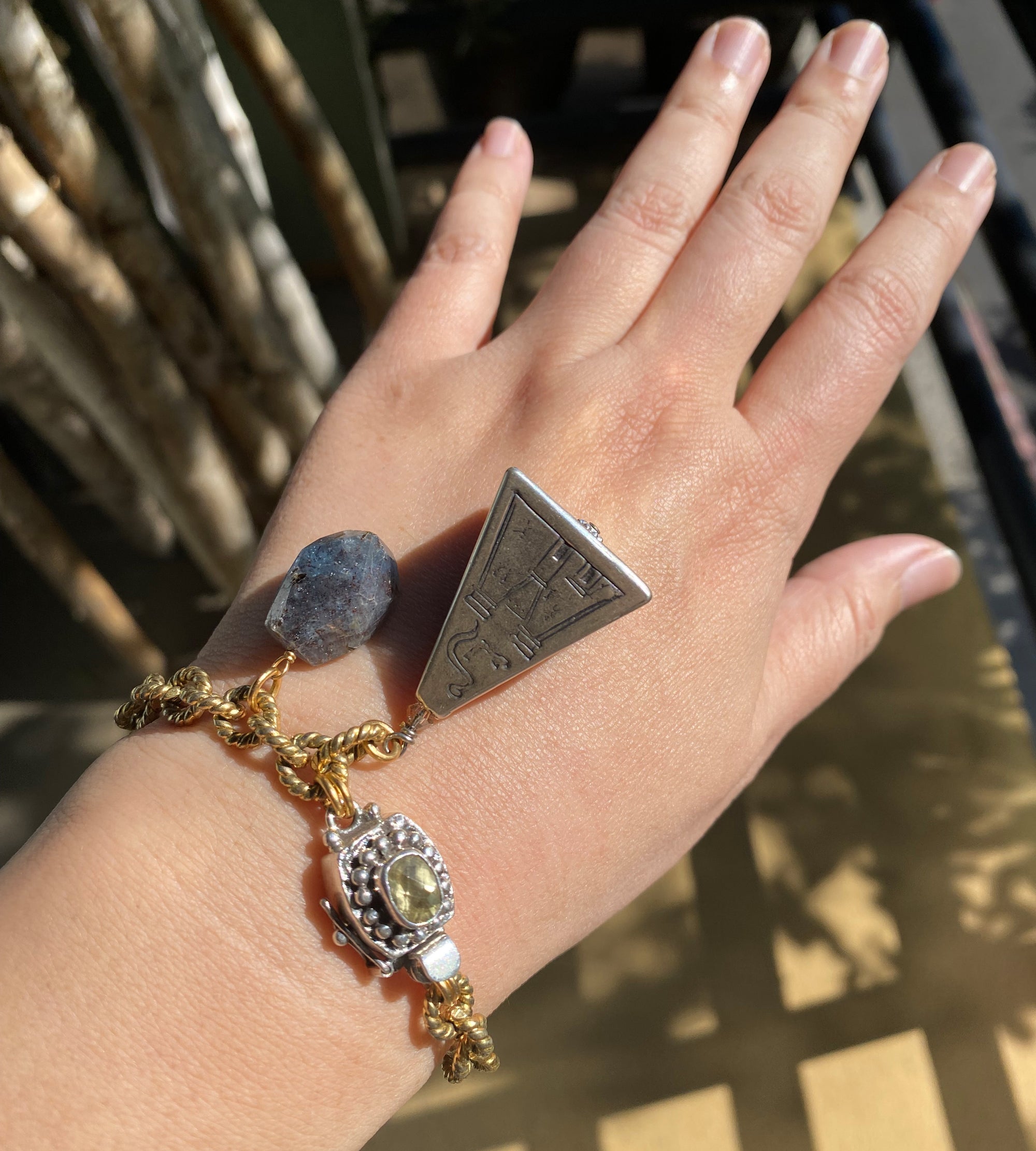 Silver pyramid bracelet by Jenny Dayco 9