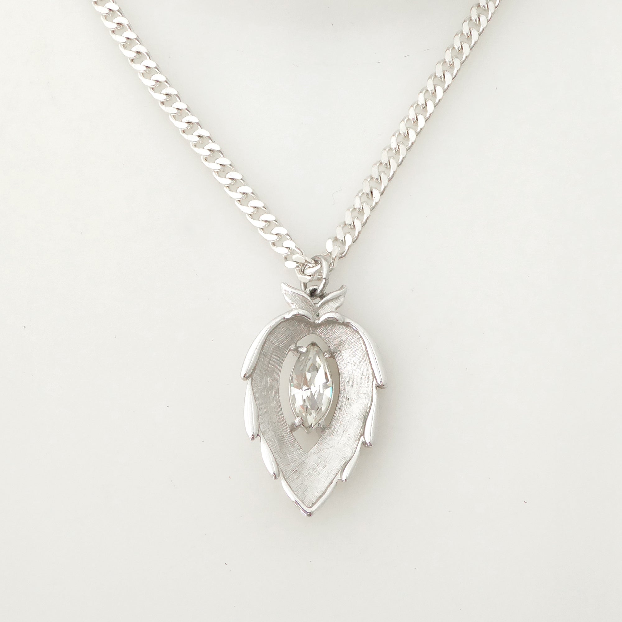 Silver rhinestone leaf layered necklace by Jenny Dayco 4