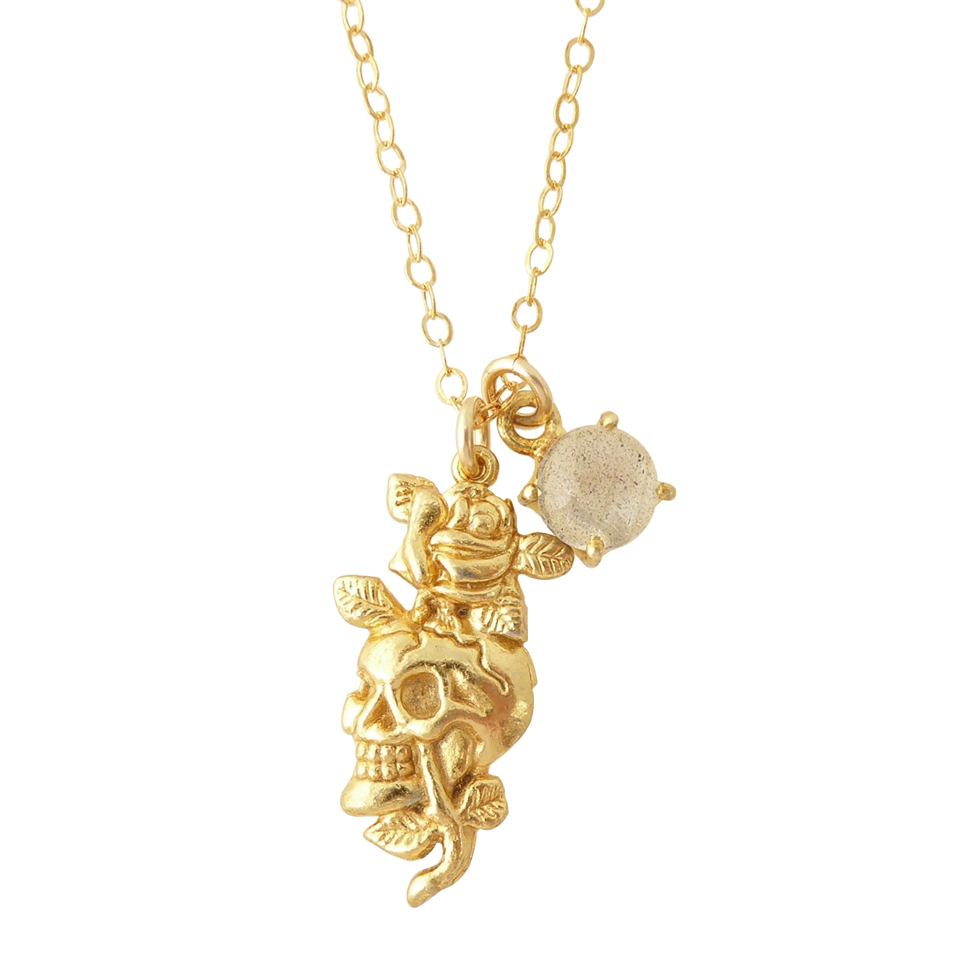 Skull and rose charm necklace by Jenny Dayco 1