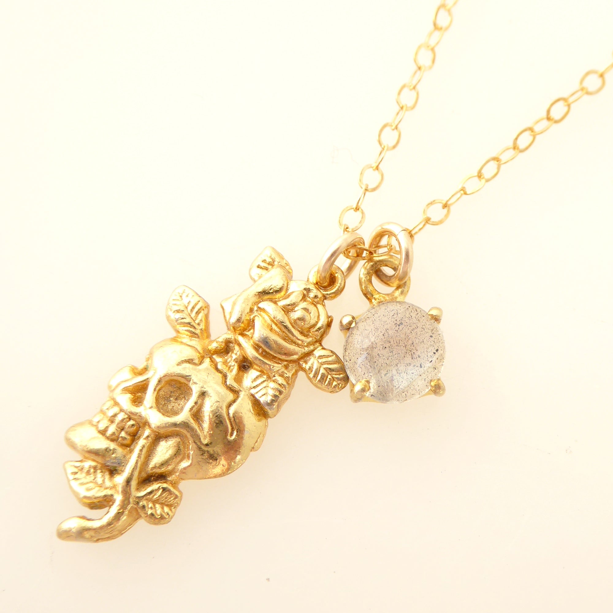 Skull and rose charm necklace by Jenny Dayco 4