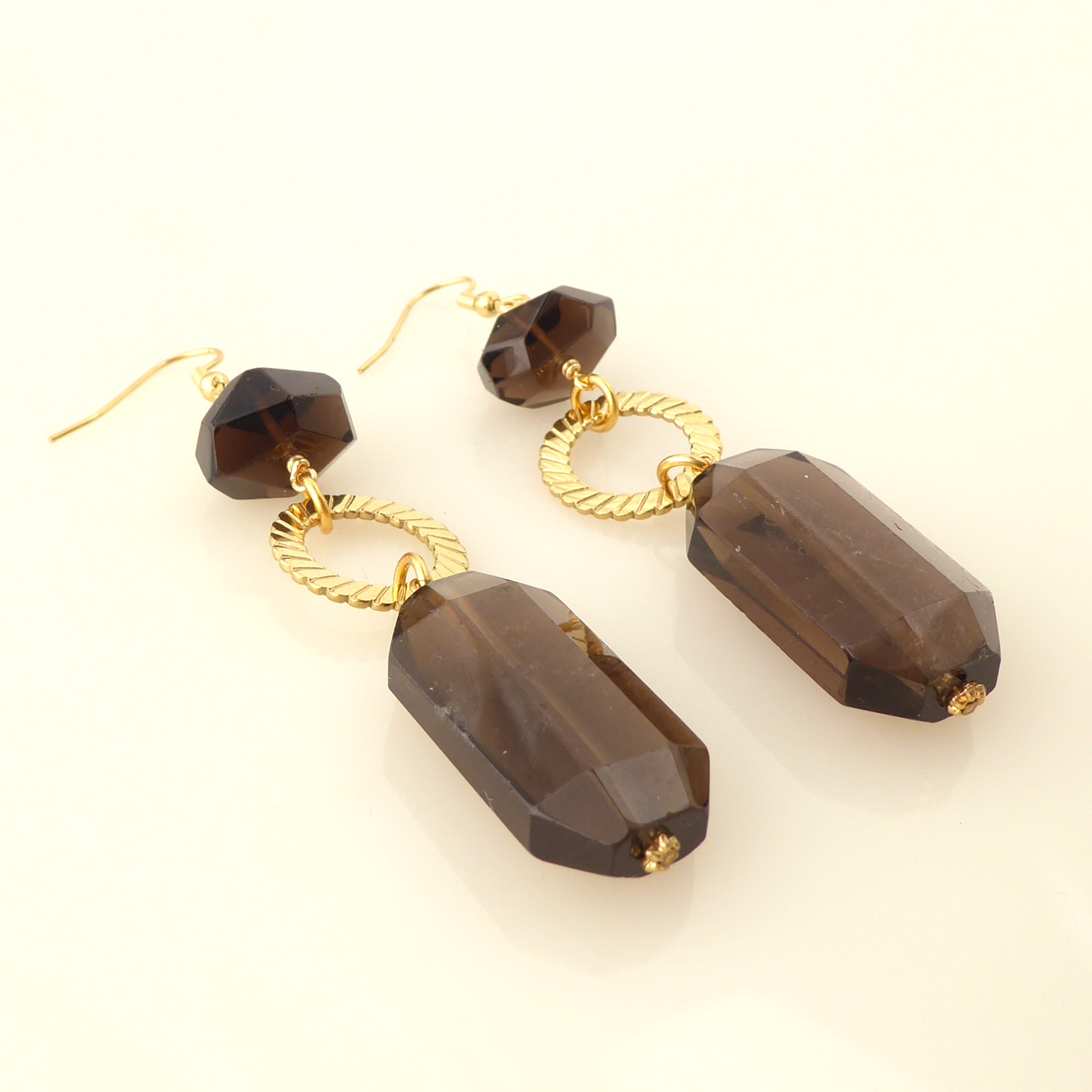 Smoky quartz nugget earrings by Jenny Dayco 2