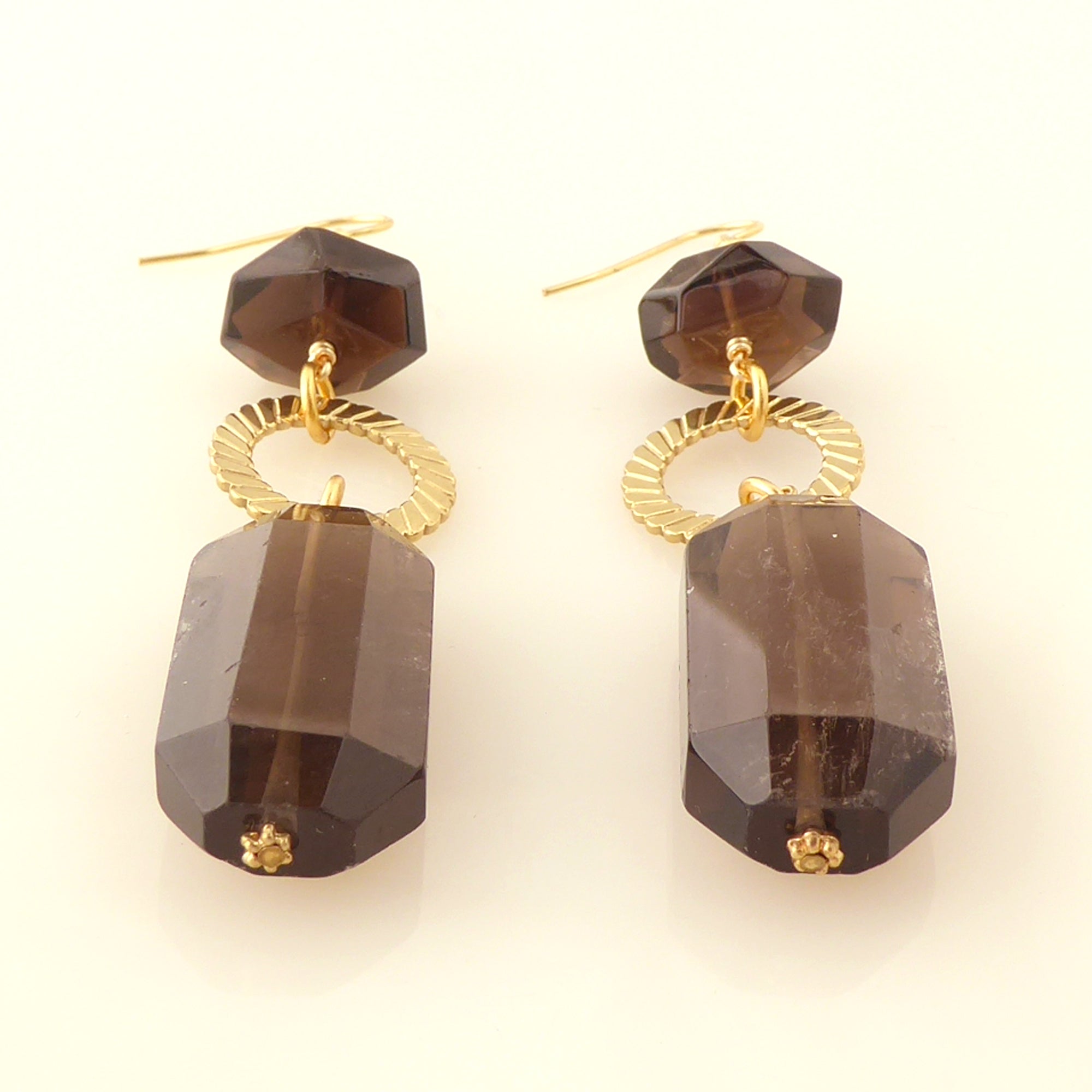 Smoky quartz nugget earrings by Jenny Dayco 3