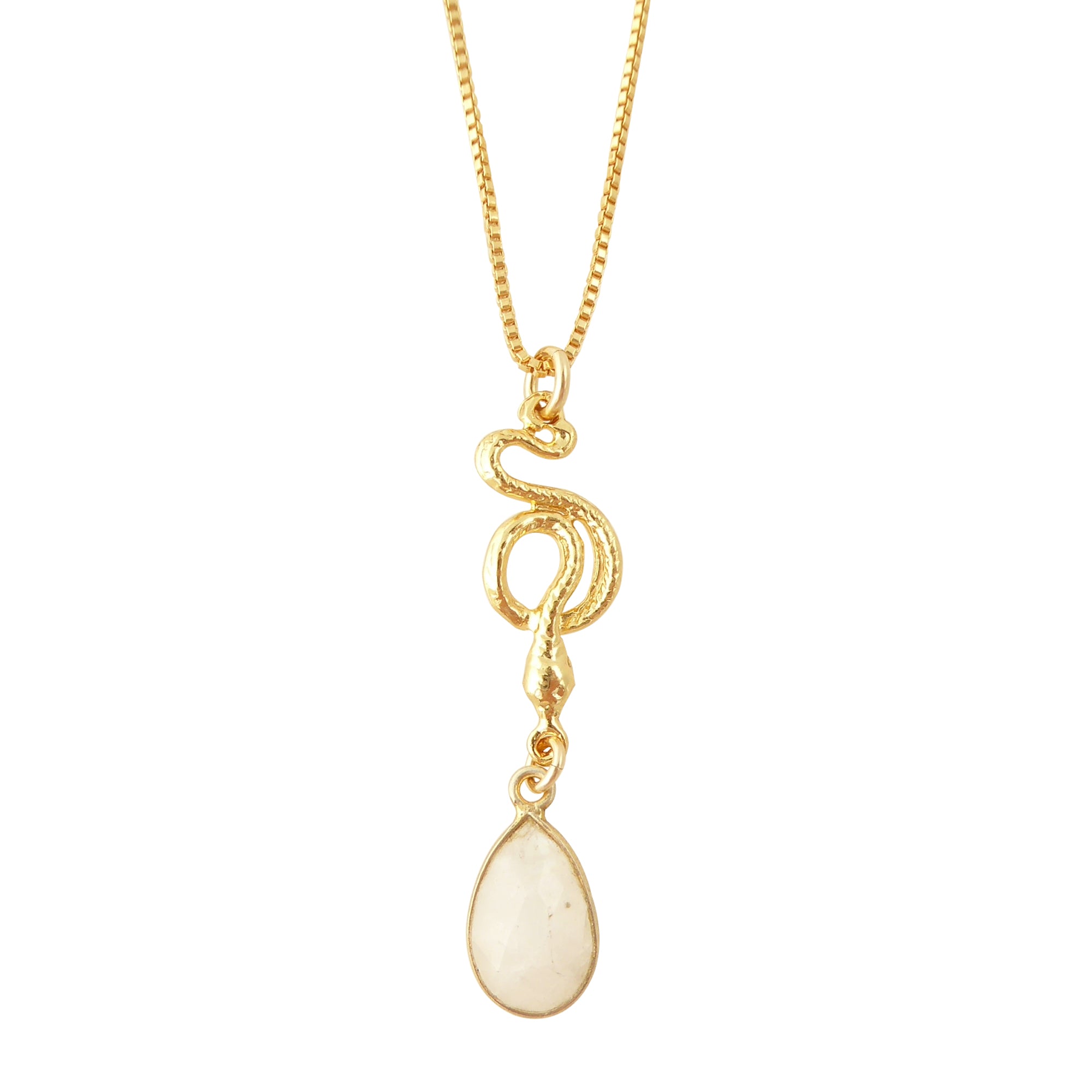 Snake charm and moonstone necklace by Jenny Dayco 1