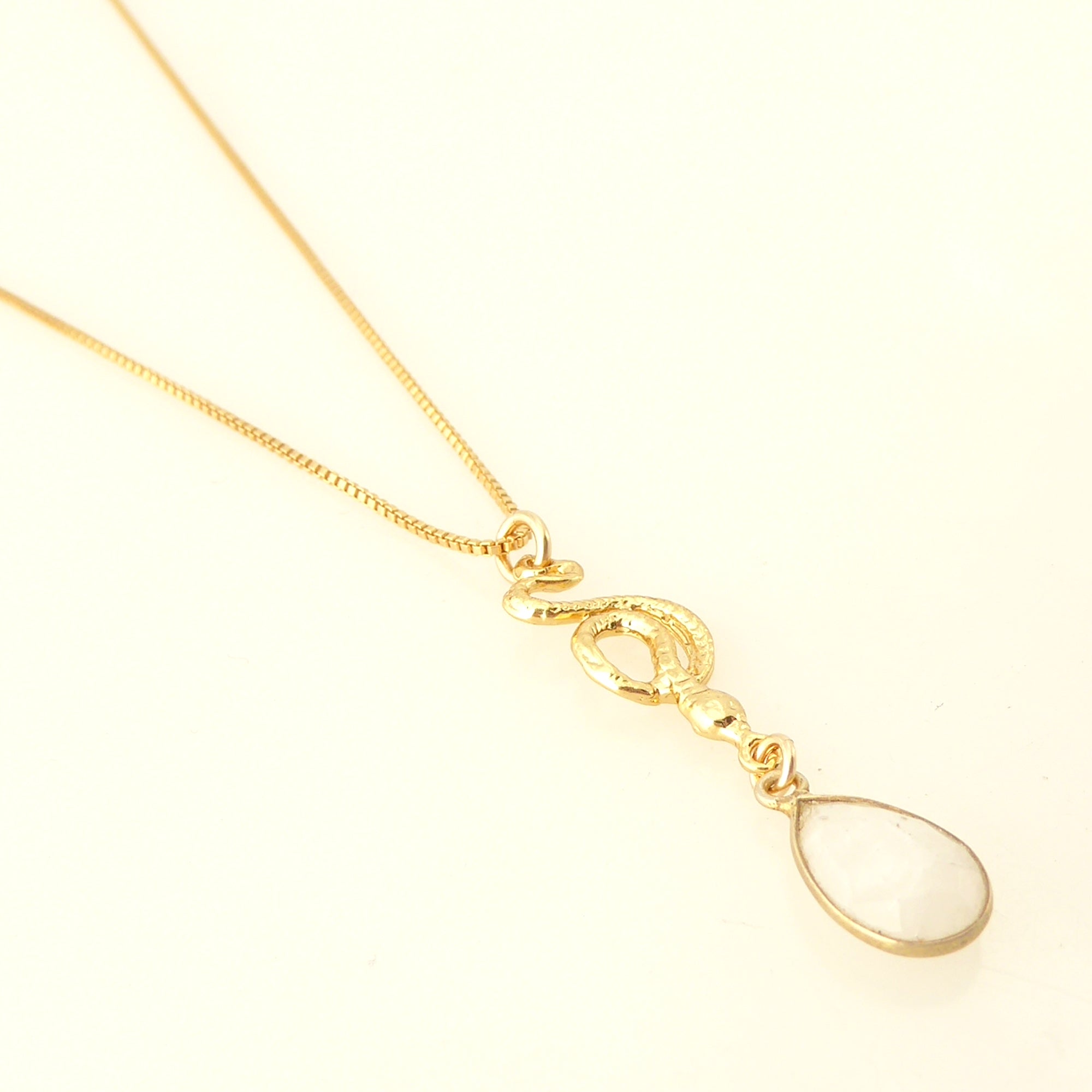 Snake charm and moonstone necklace by Jenny Dayco 2