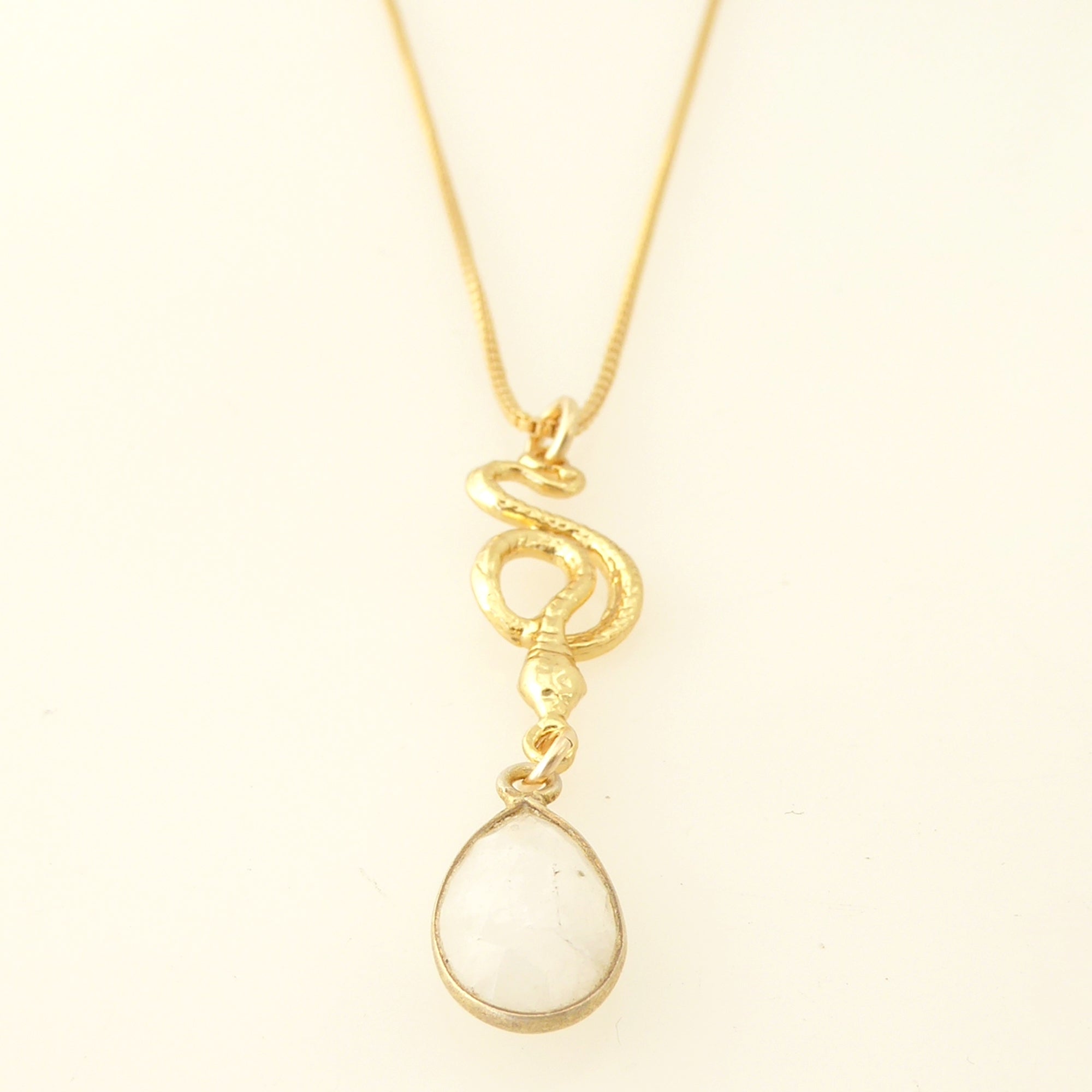 Snake charm and moonstone necklace by Jenny Dayco 3