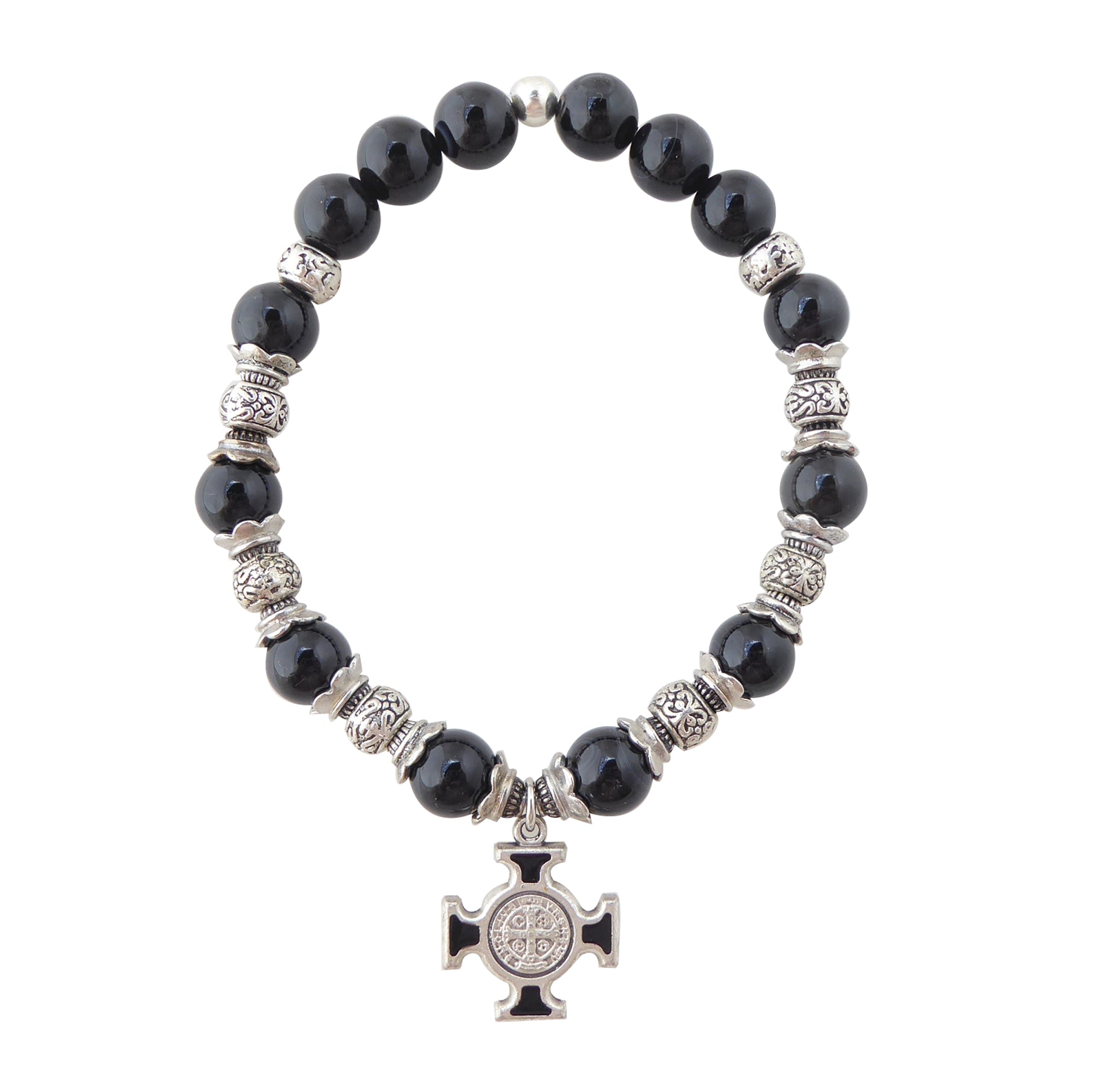 St Benedict cross and black onyx bracelet by Jenny Dayco 1