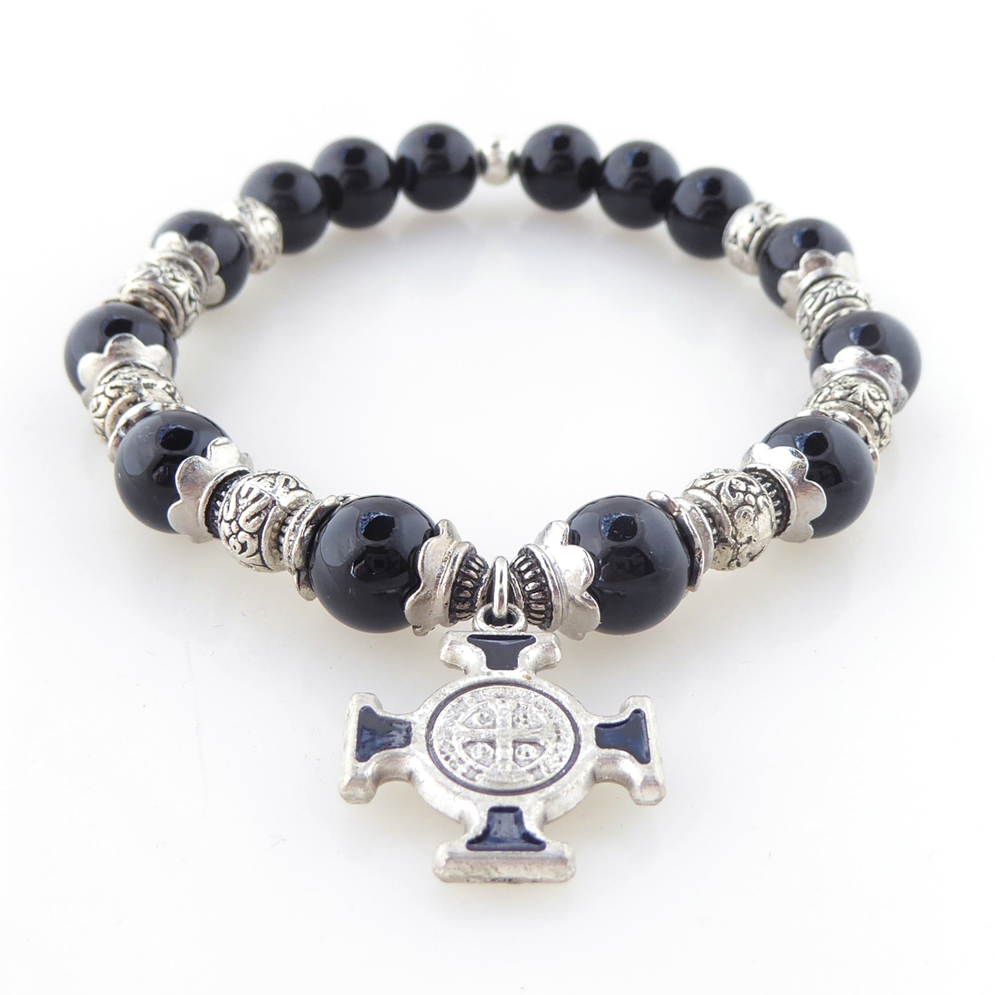St Benedict cross and black onyx bracelet by Jenny Dayco 3