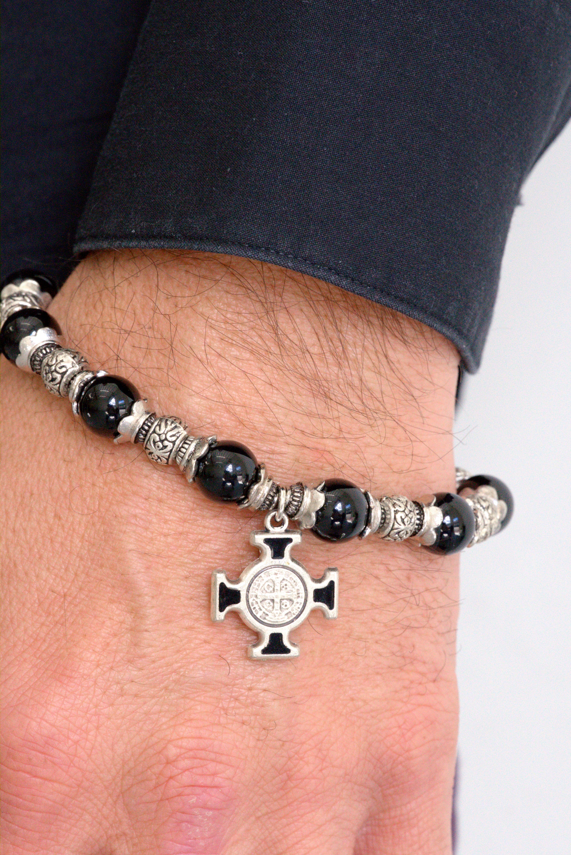 St Benedict cross and black onyx bracelet by Jenny Dayco 6