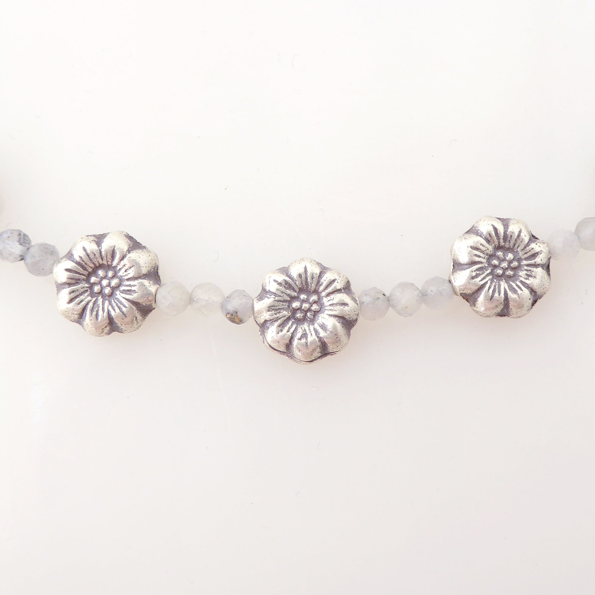 Sterling silver daisy and labradorite necklace by Jenny Dayco 4