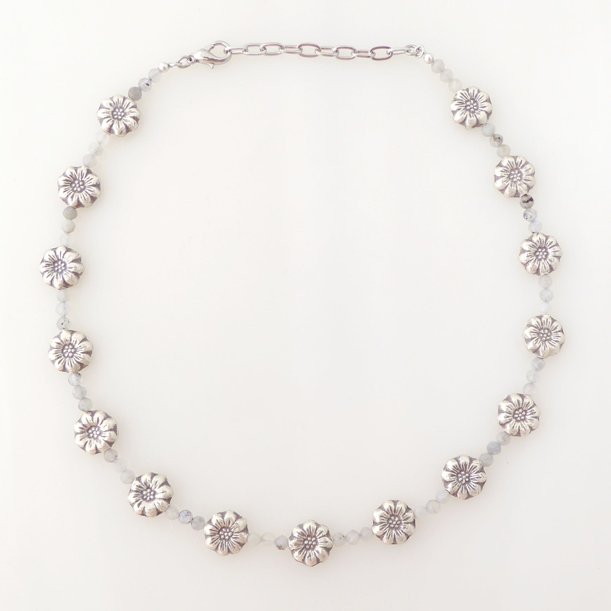 Sterling silver daisy and labradorite necklace by Jenny Dayco 6