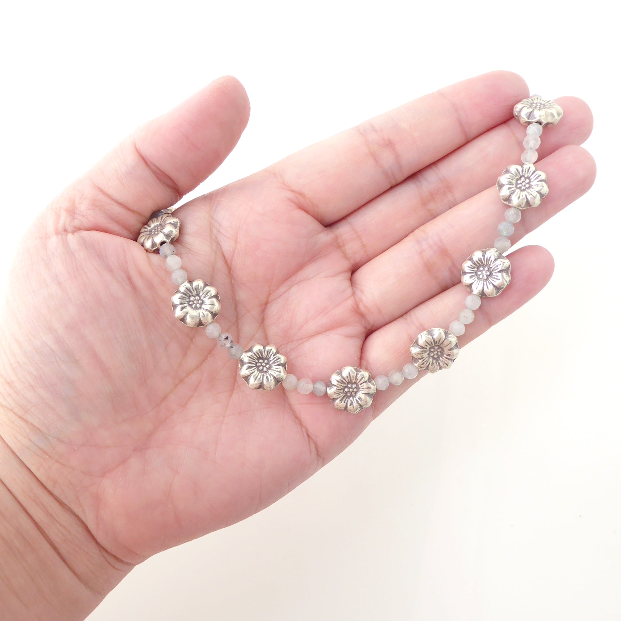 Sterling silver daisy and labradorite necklace by Jenny Dayco 7