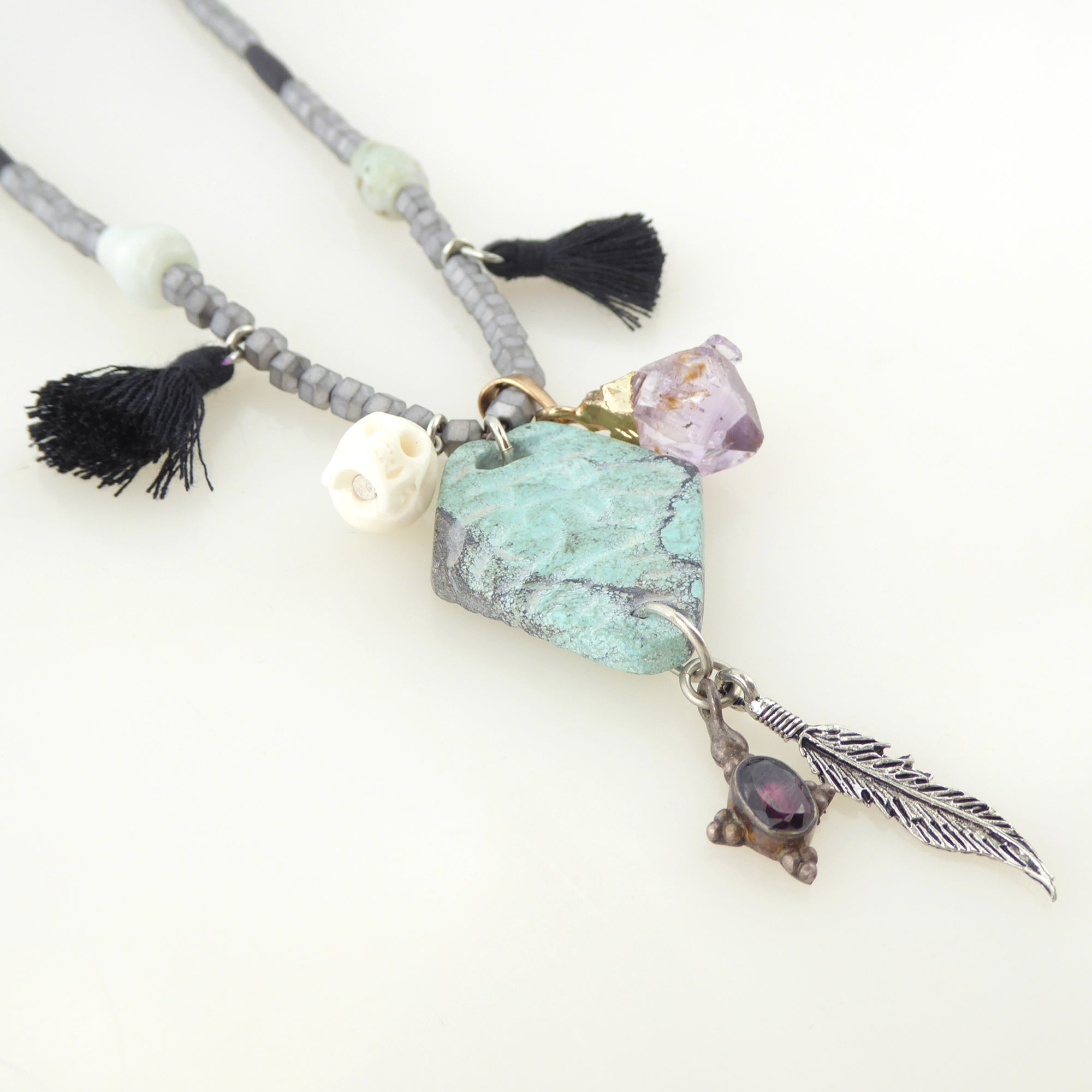 Turquoise diamond multistone necklace by Jenny Dayco 2