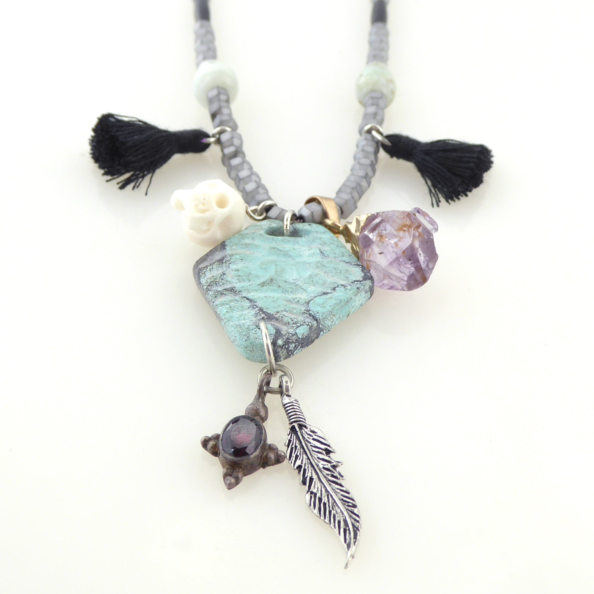 Turquoise diamond multistone necklace by Jenny Dayco 3