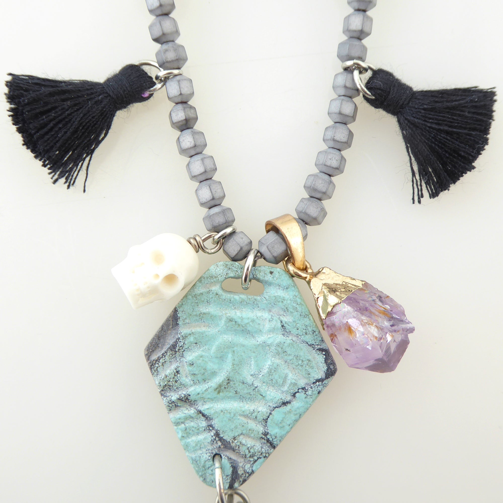 Turquoise diamond multistone necklace by Jenny Dayco 4