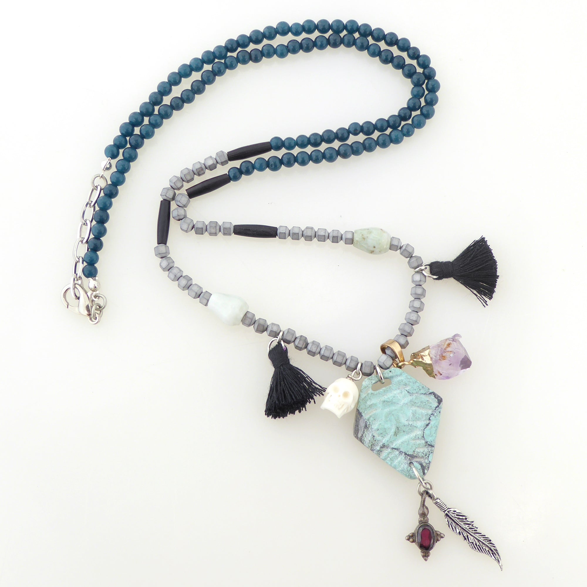 Turquoise diamond multistone necklace by Jenny Dayco 6