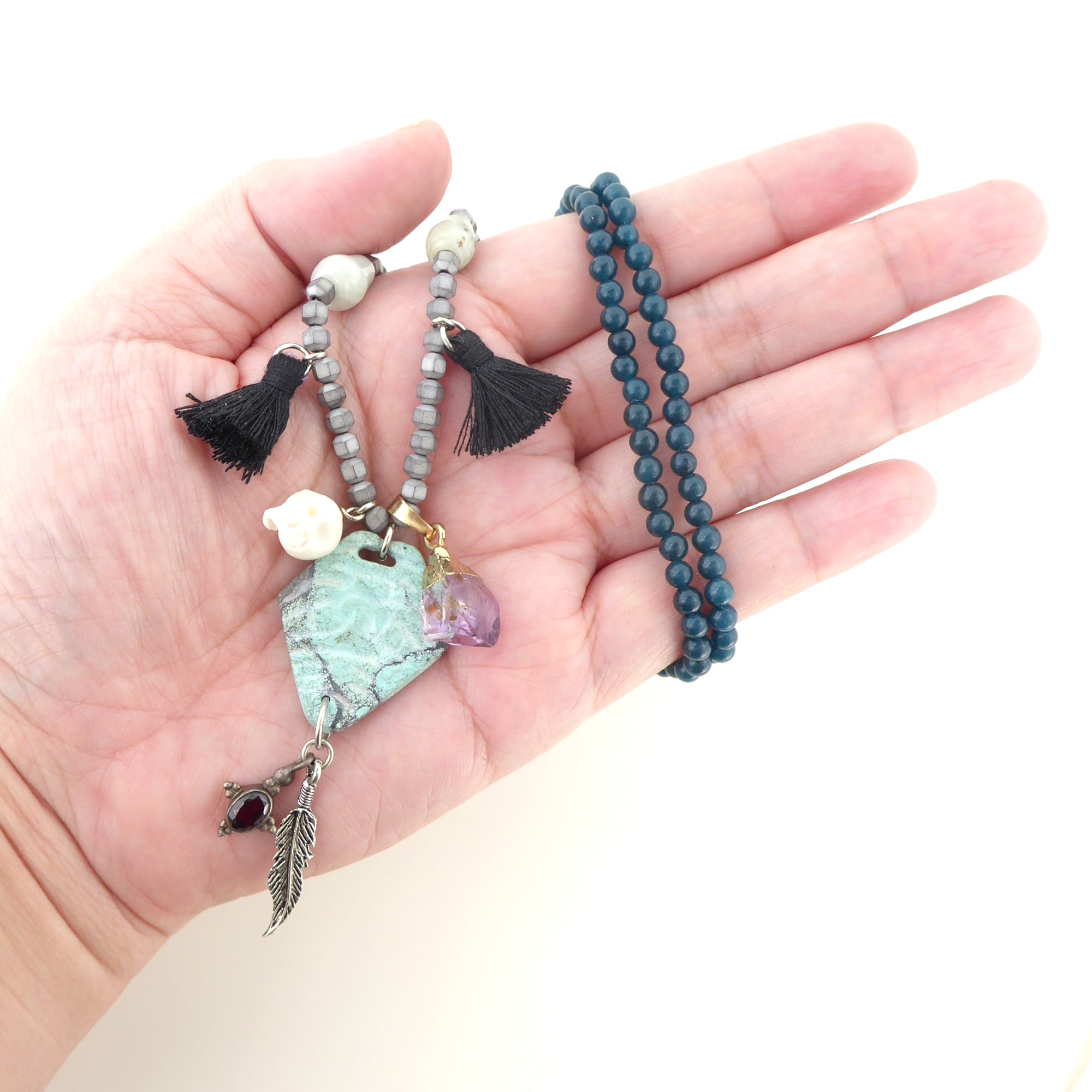 Turquoise diamond multistone necklace by Jenny Dayco 7
