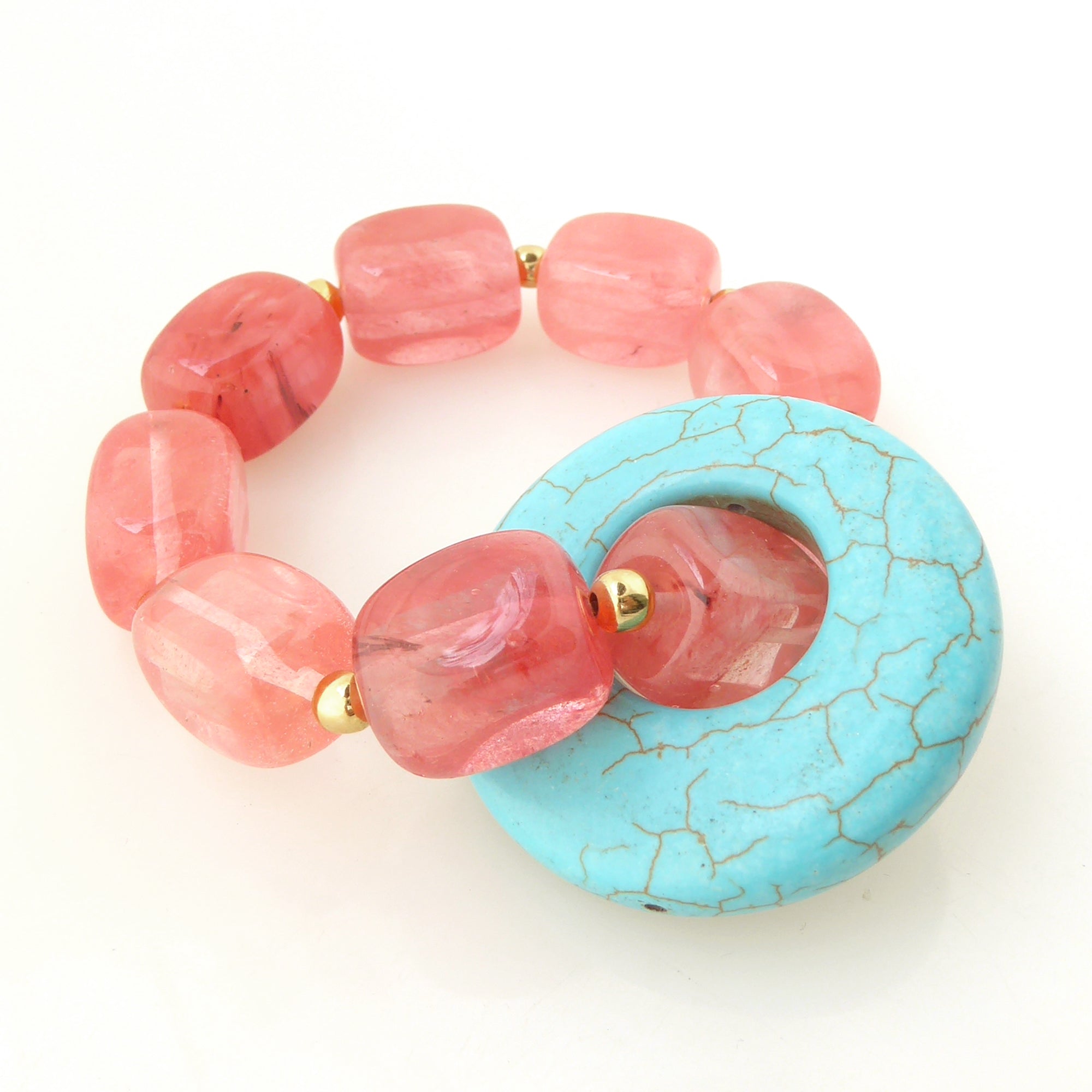 Turquoise howlite donut bracelet by Jenny Dayco 2