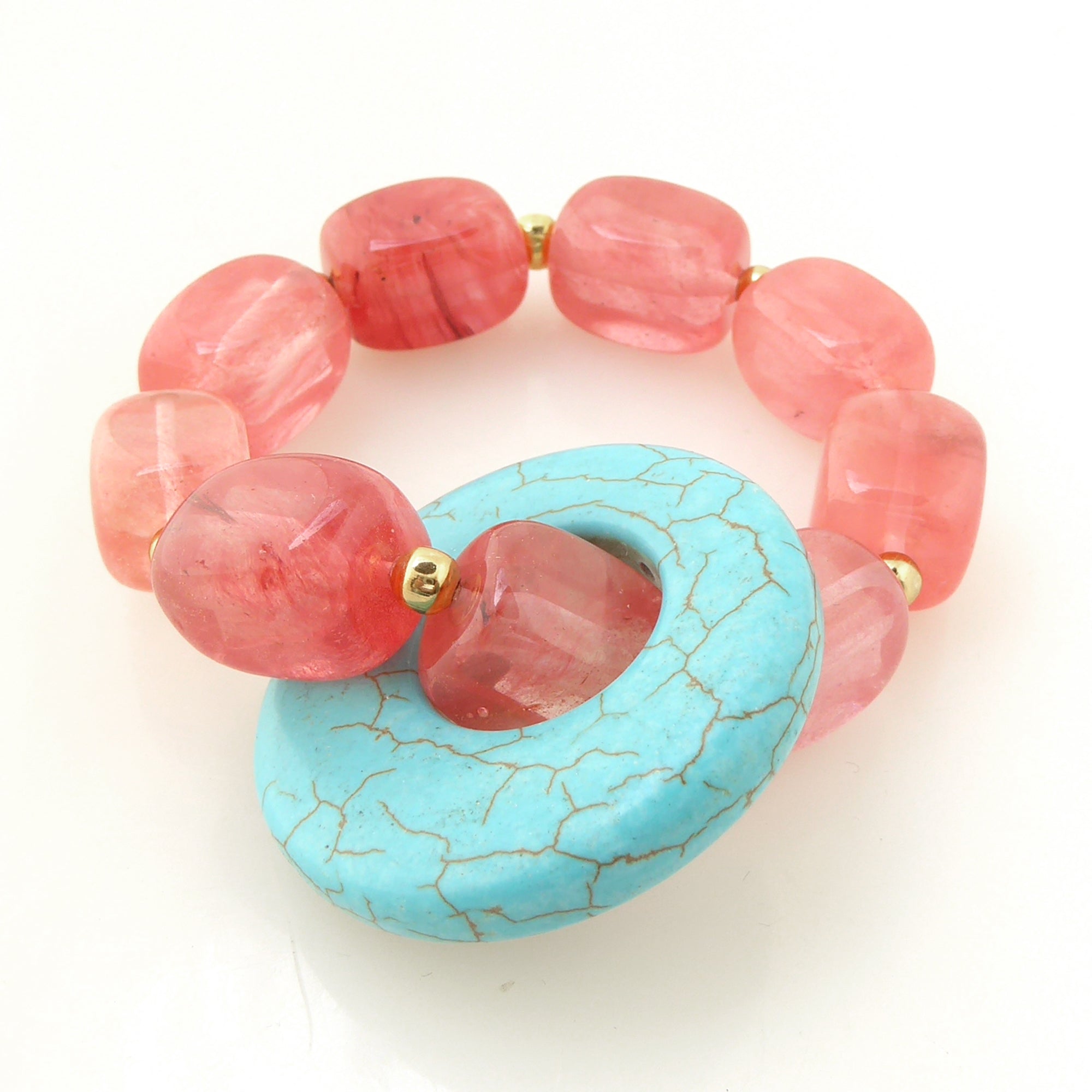 Turquoise howlite donut bracelet by Jenny Dayco 3