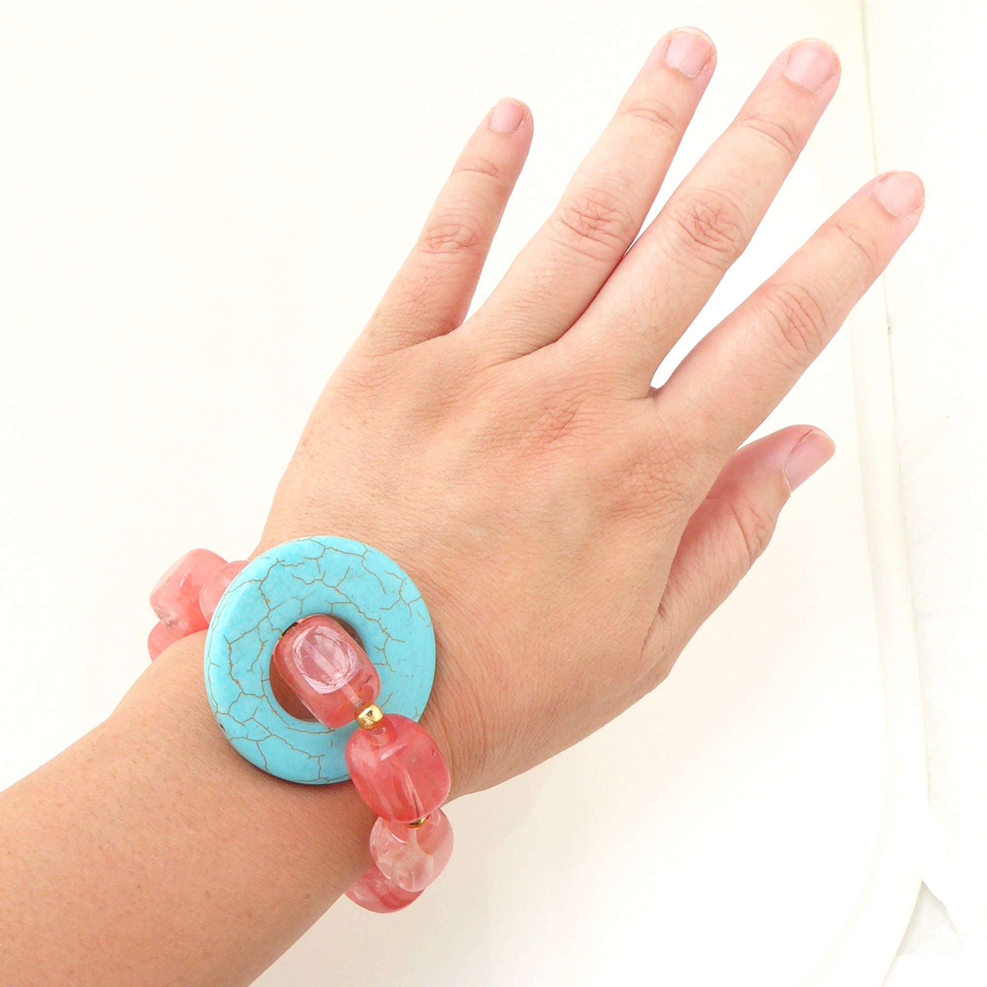 Turquoise howlite donut bracelet by Jenny Dayco 6