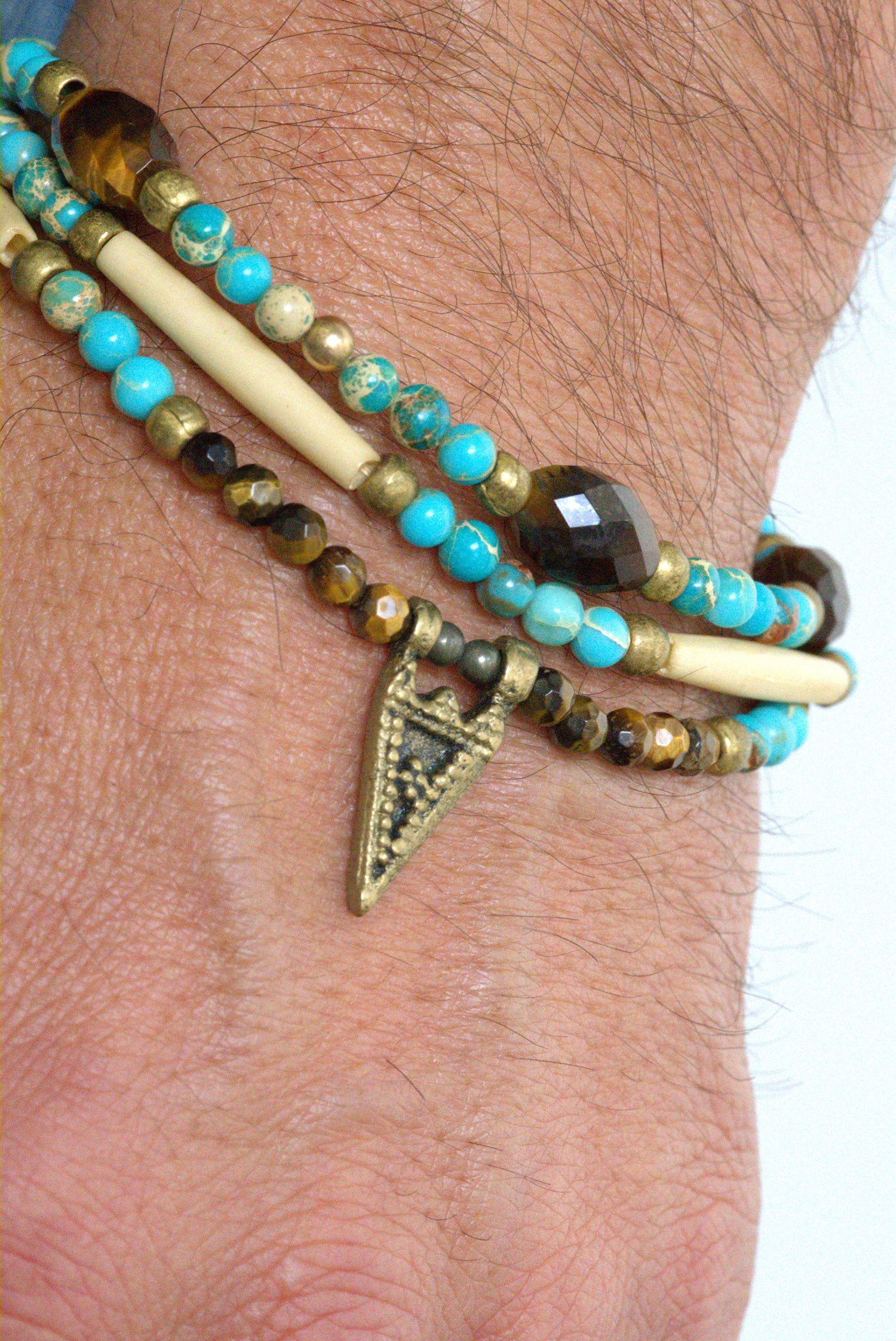 Turquoise jasper and tigers eye bracelet set by Jenny Dayco 9