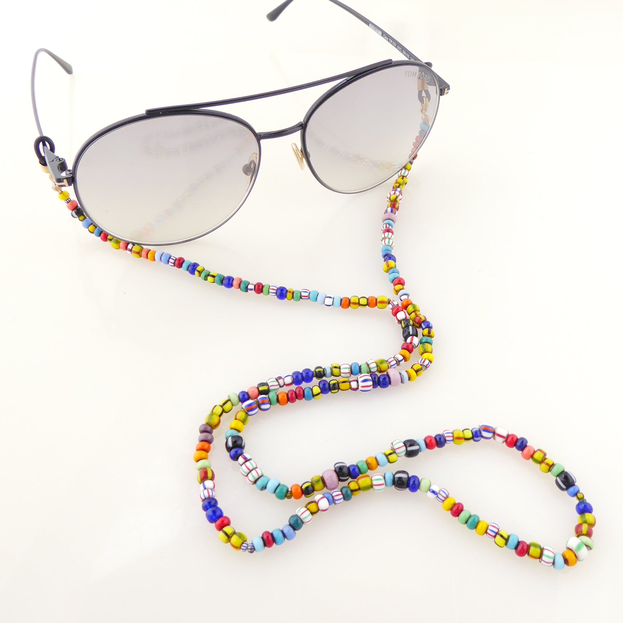 Vintage striped glass beaded eye glass chain holder by Jenny Dayco 4