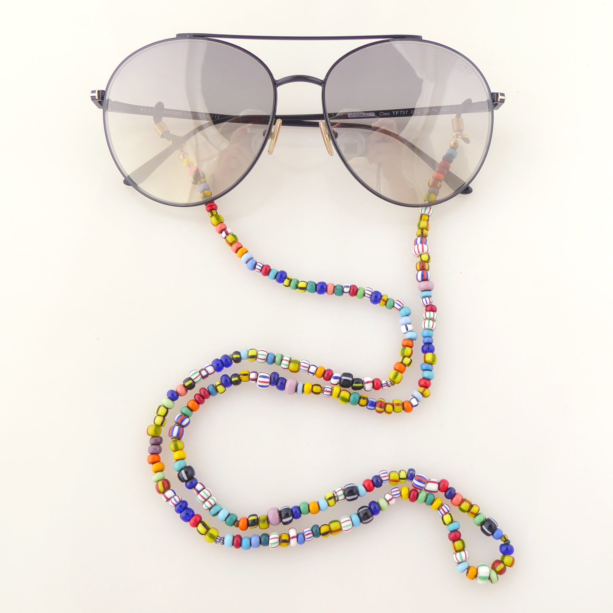 Vintage striped glass beaded eye glass chain holder by Jenny Dayco 5