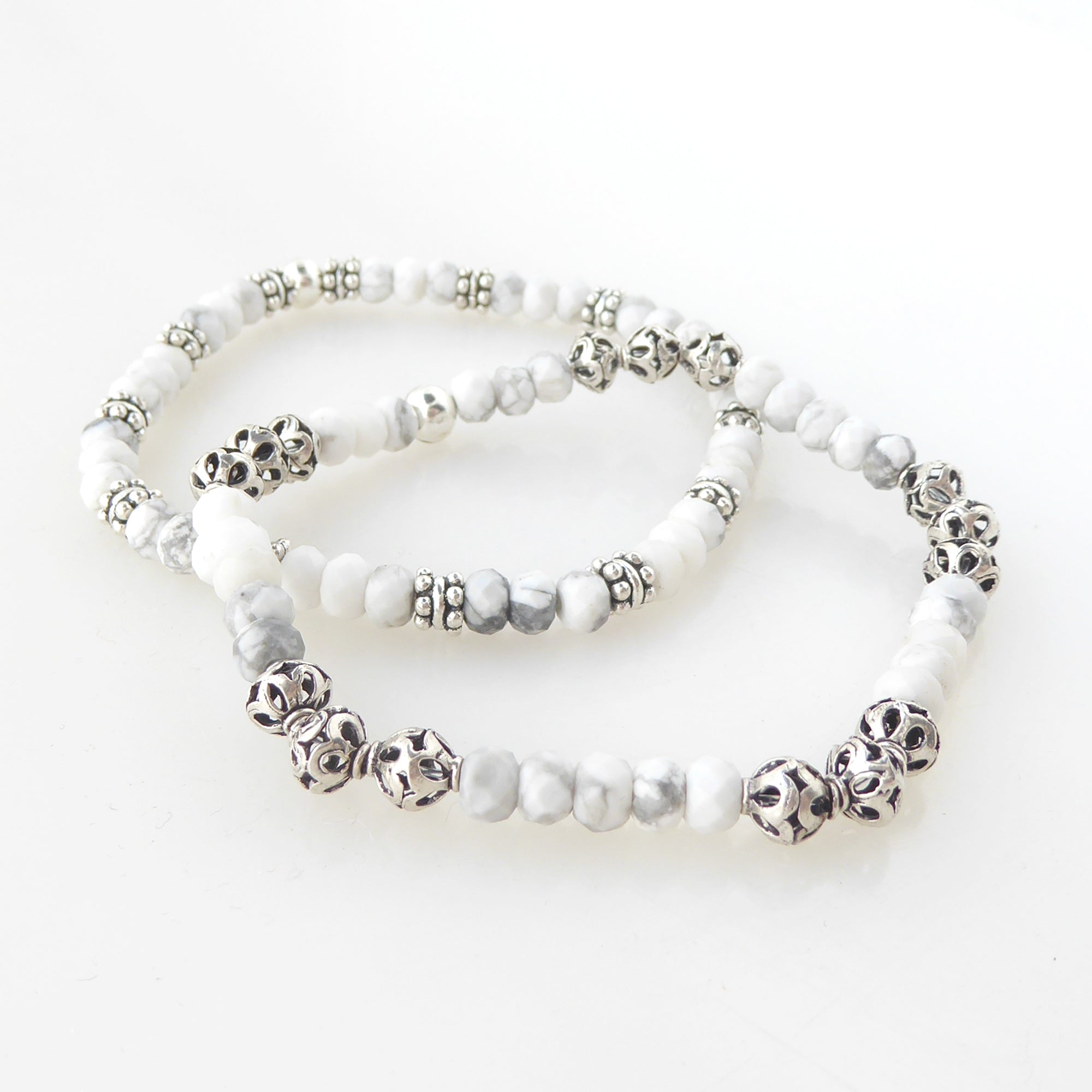 White howlite bracelet set by Jenny Dayco 2