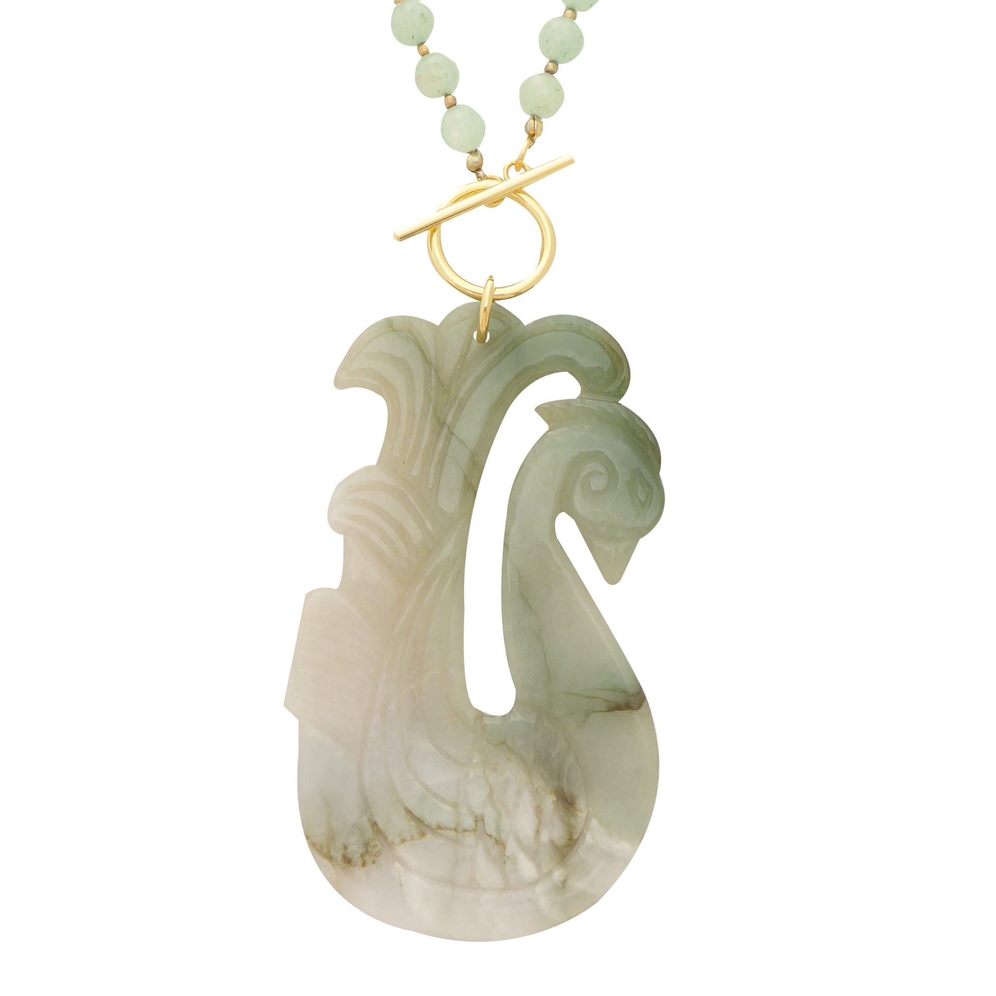 jade swan pendant necklace by Jenny Dayco 1