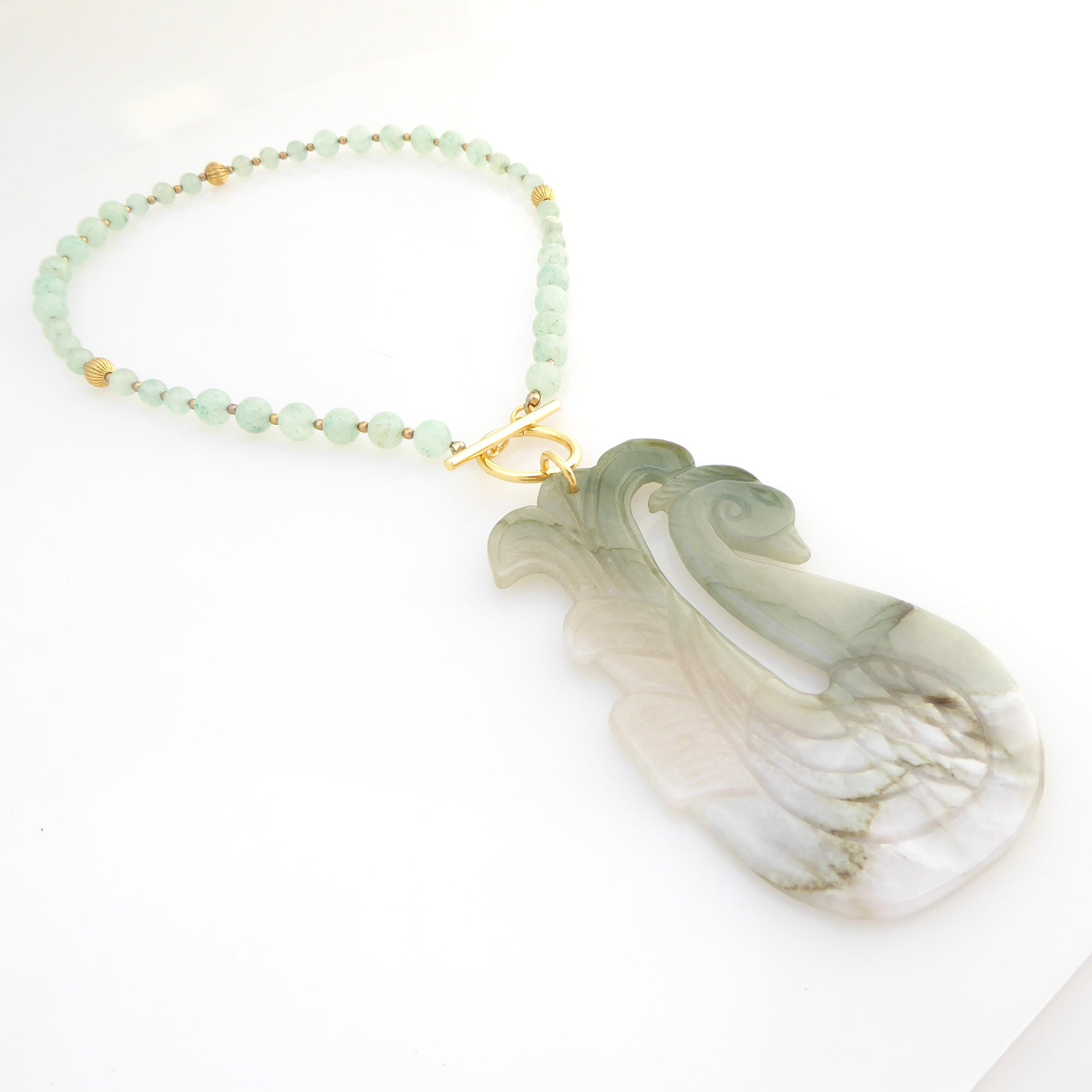 jade swan pendant necklace by Jenny Dayco 2