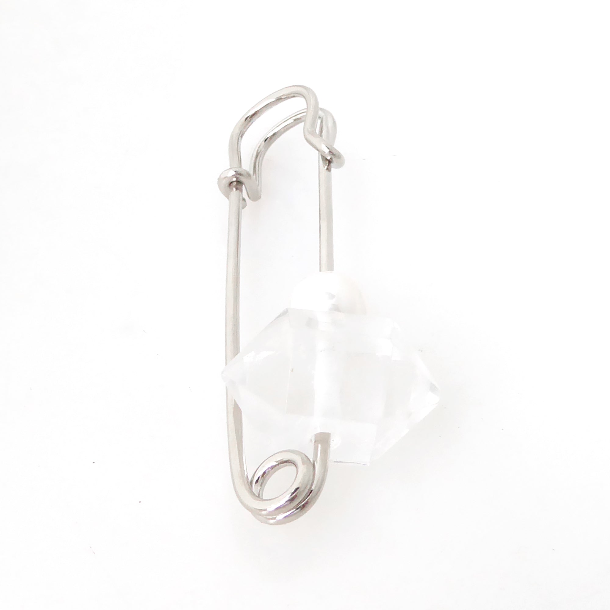 quartz and pearl safety pin brooch by Jenny Dayco 3